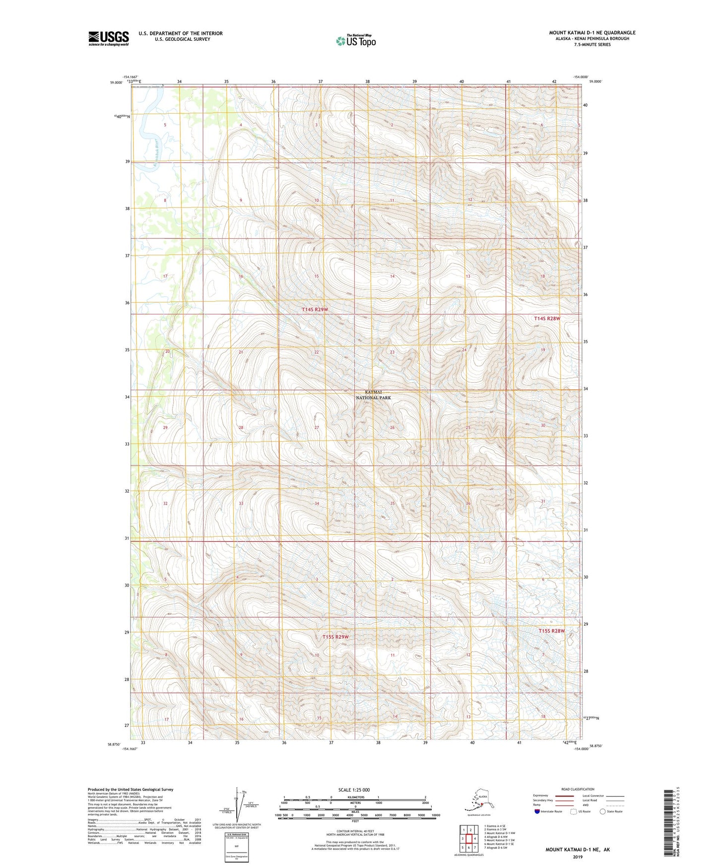 Mount Katmai D-1 NE Alaska US Topo Map Image