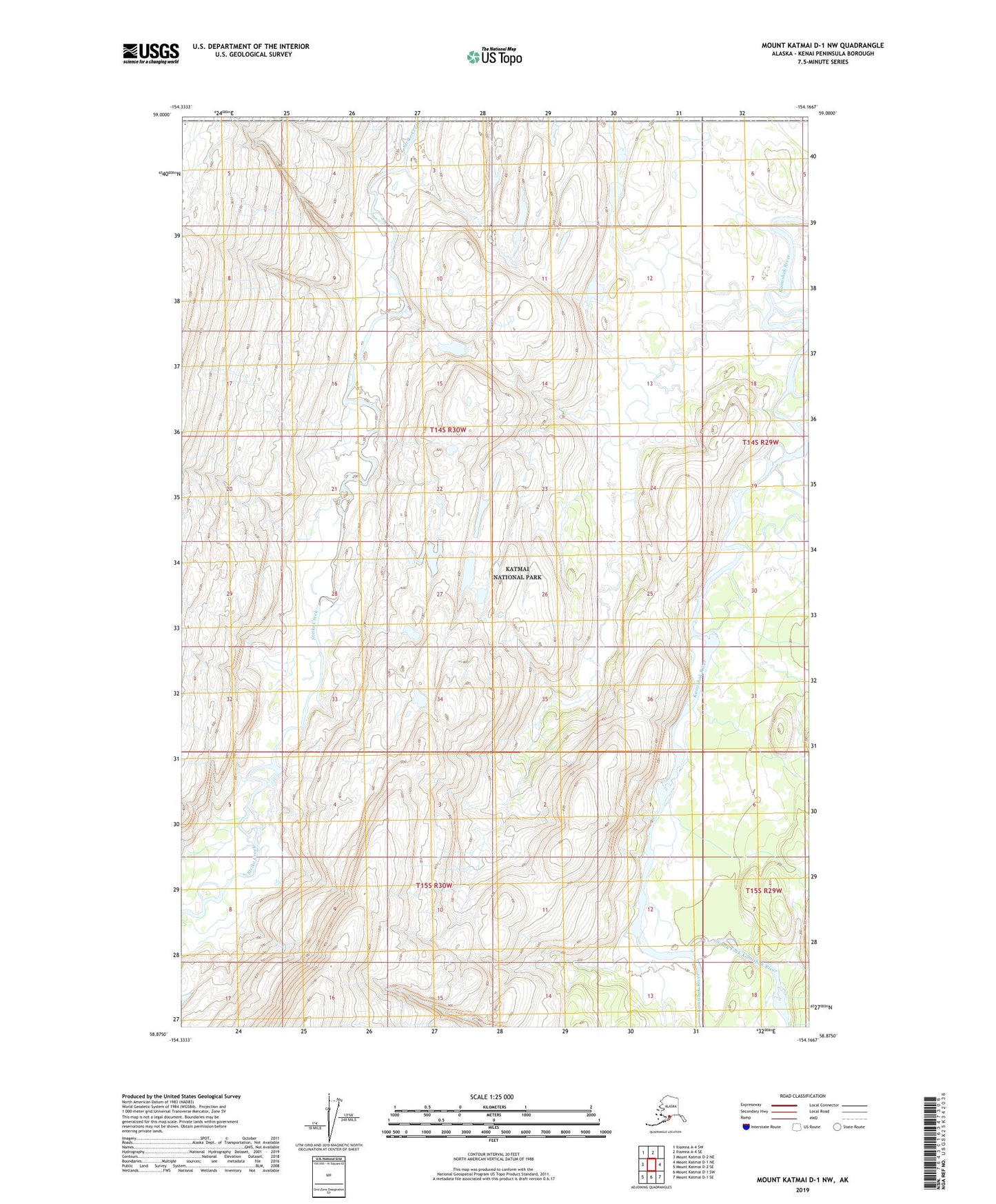 Mount Katmai D-1 NW Alaska US Topo Map Image