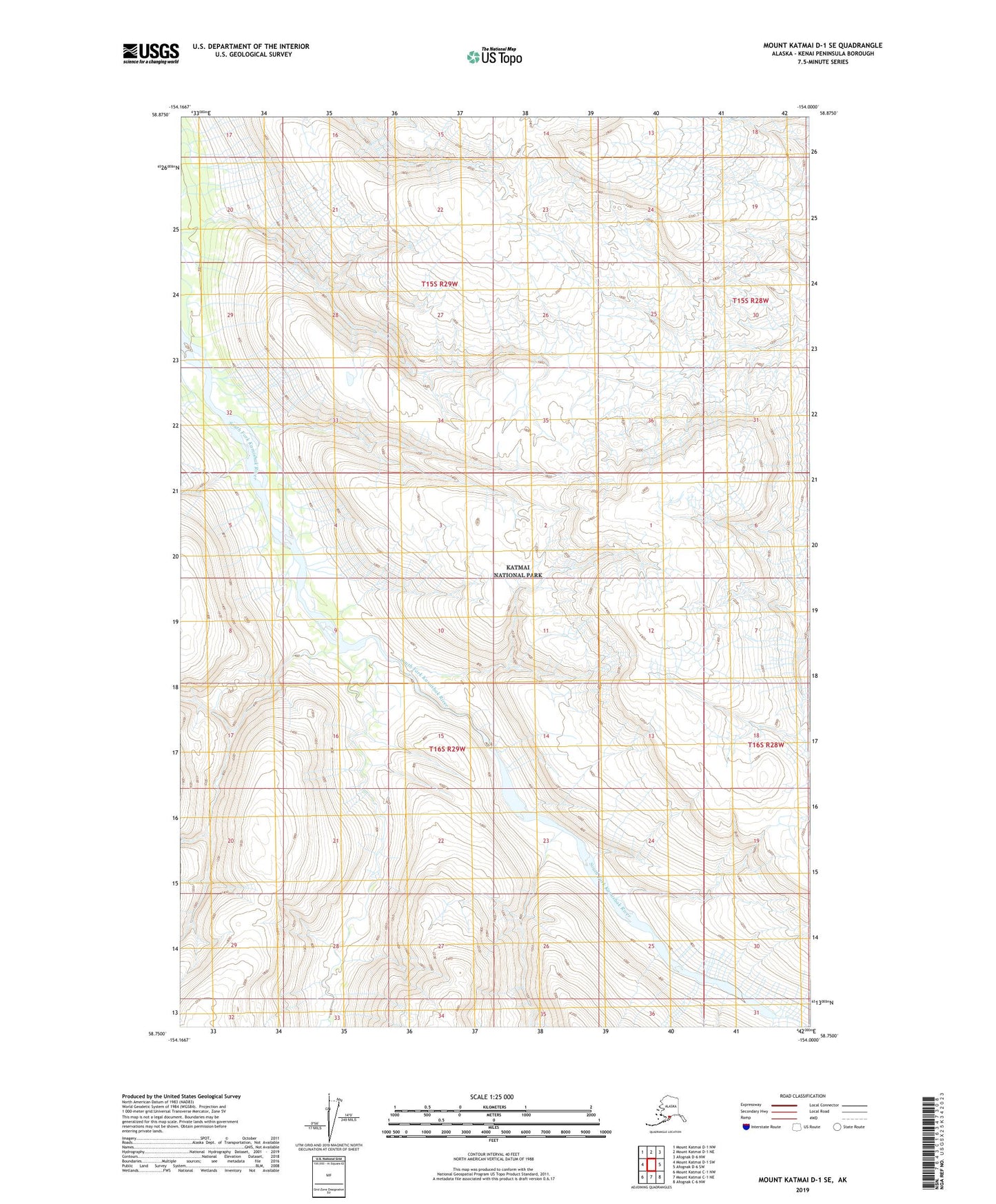 Mount Katmai D-1 SE Alaska US Topo Map Image