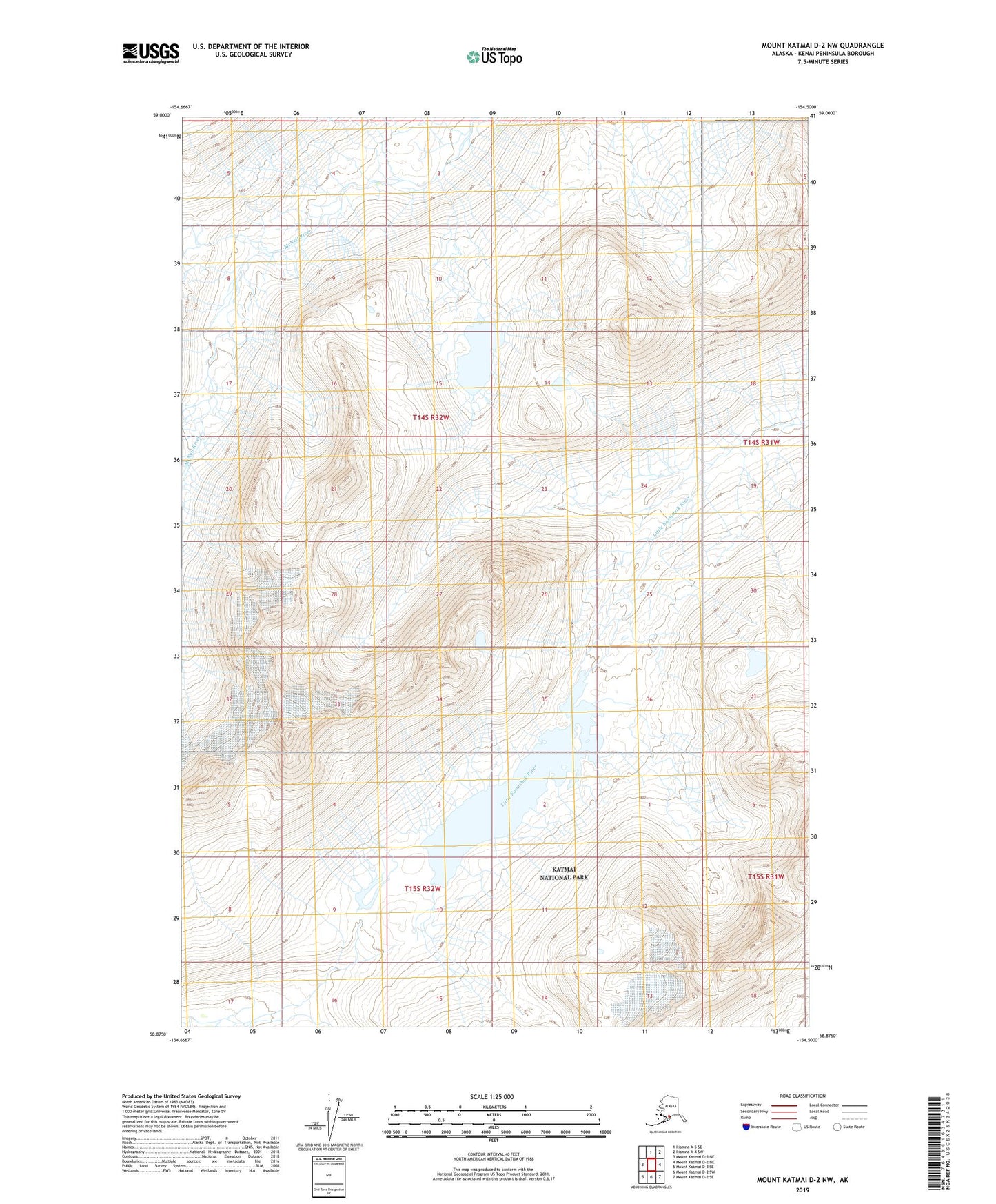 Mount Katmai D-2 NW Alaska US Topo Map Image
