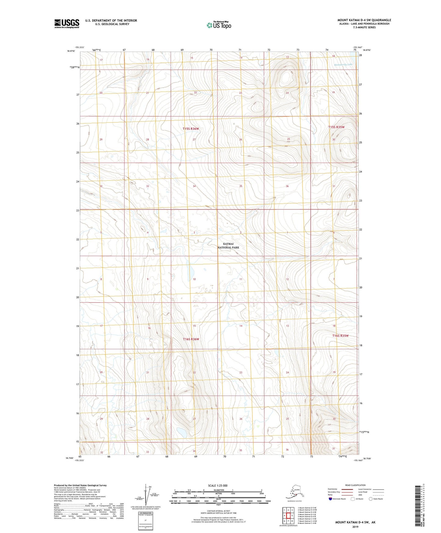 Mount Katmai D-4 SW Alaska US Topo Map Image