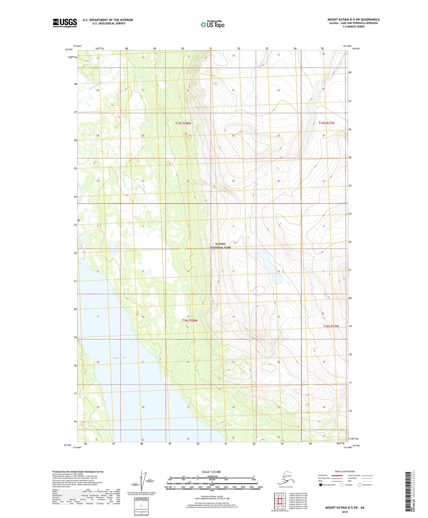 Mount Katmai D-5 SW Alaska US Topo Map Image