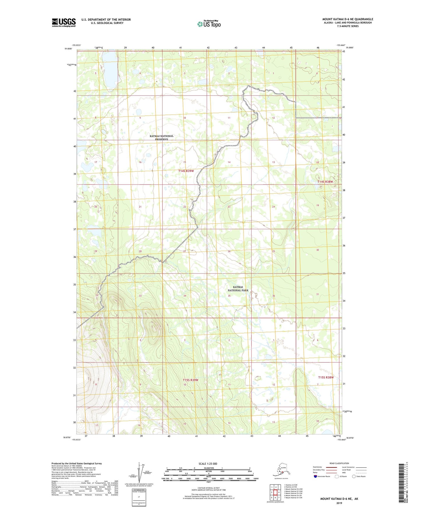 Mount Katmai D-6 NE Alaska US Topo Map Image