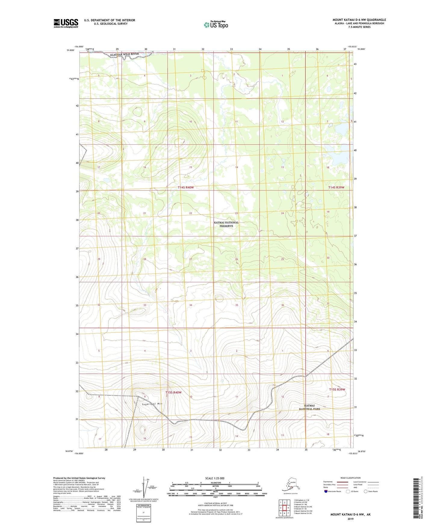Mount Katmai D-6 NW Alaska US Topo Map Image