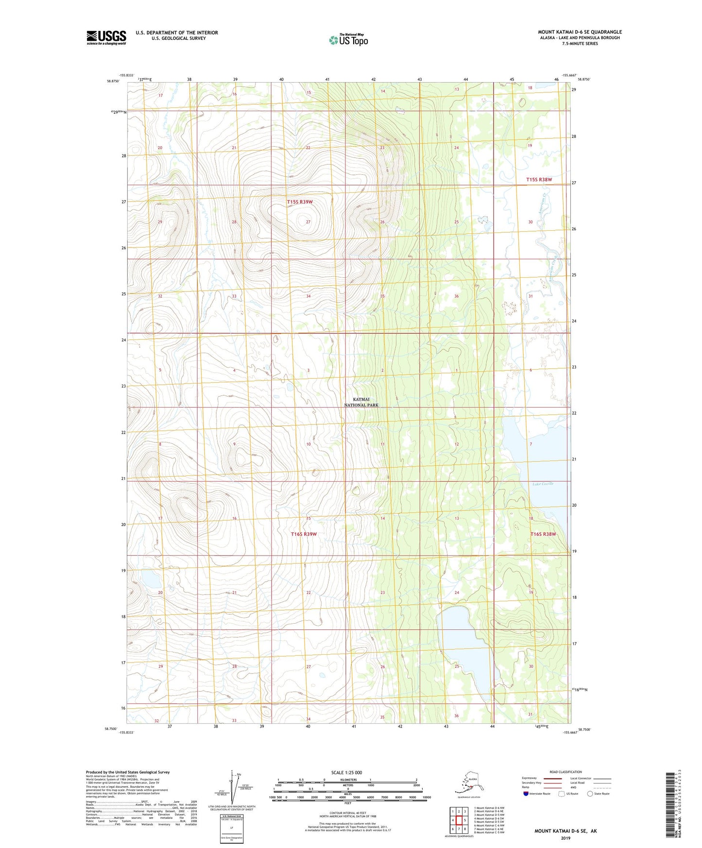 Mount Katmai D-6 SE Alaska US Topo Map Image
