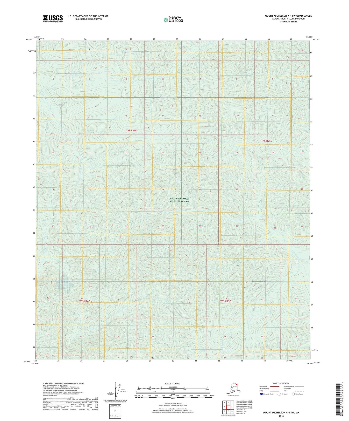 Mount Michelson A-4 SW Alaska US Topo Map Image