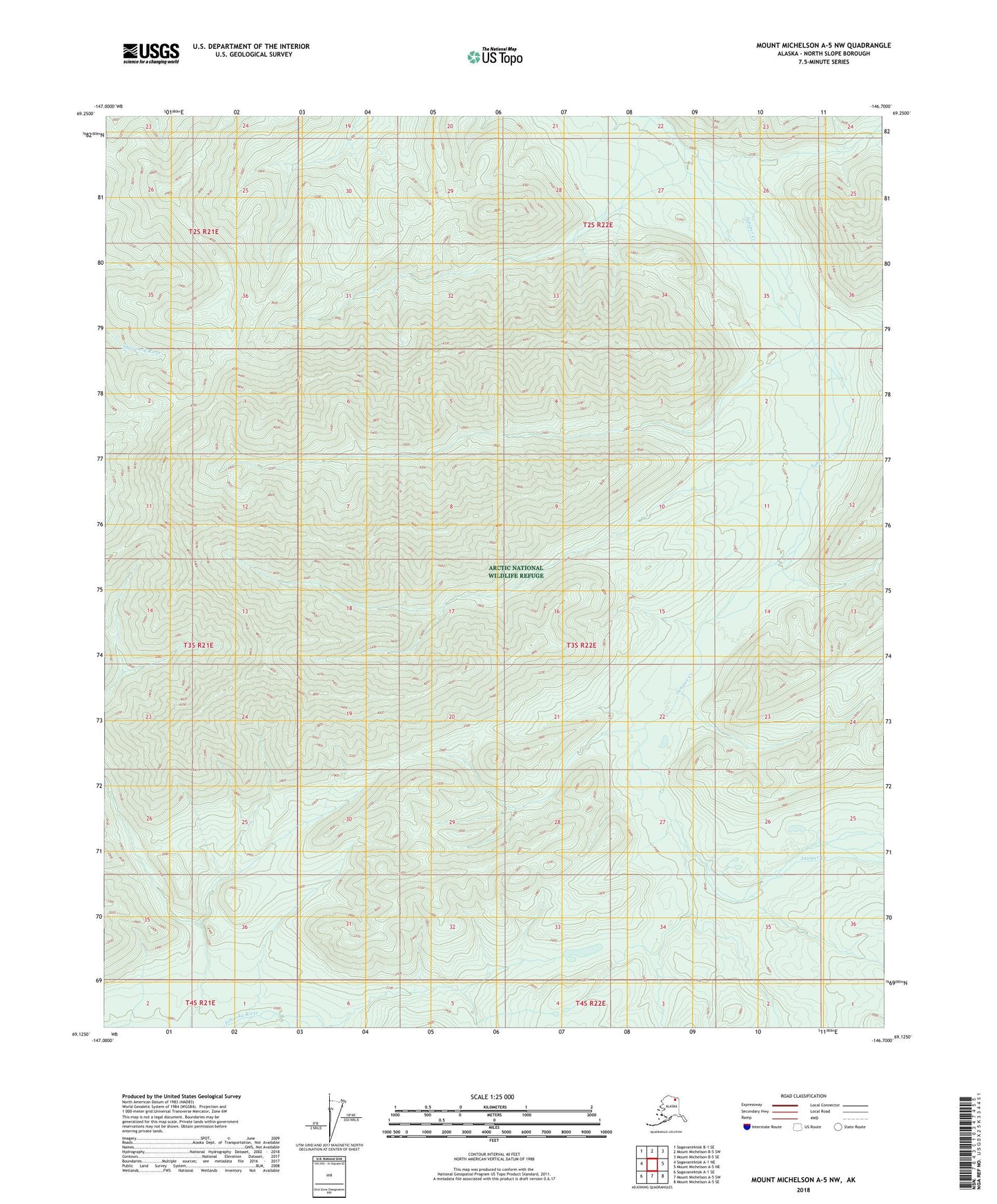 Mount Michelson A-5 NW Alaska US Topo Map Image