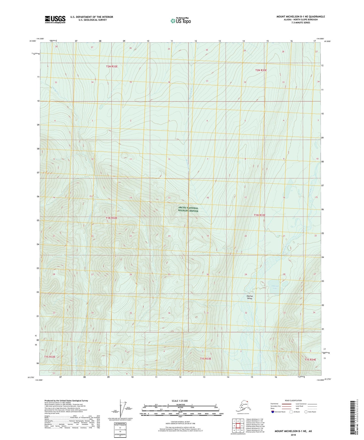 Mount Michelson B-1 NE Alaska US Topo Map Image