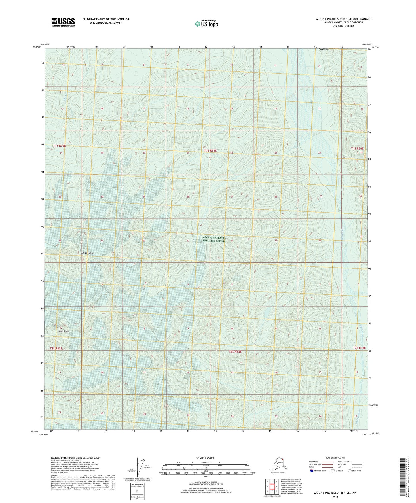 Mount Michelson B-1 SE Alaska US Topo Map Image