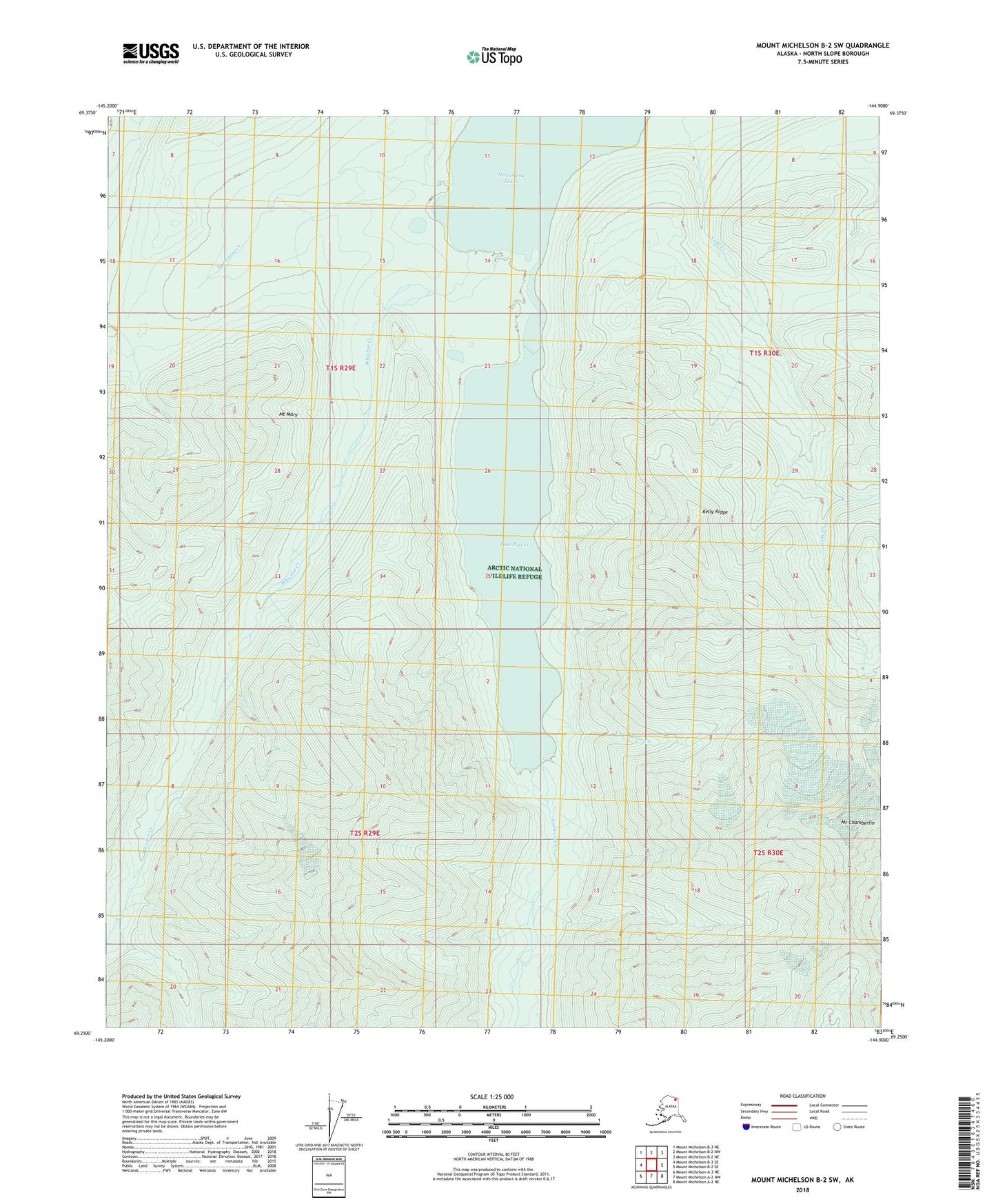 Mount Michelson B-2 SW Alaska US Topo Map Image