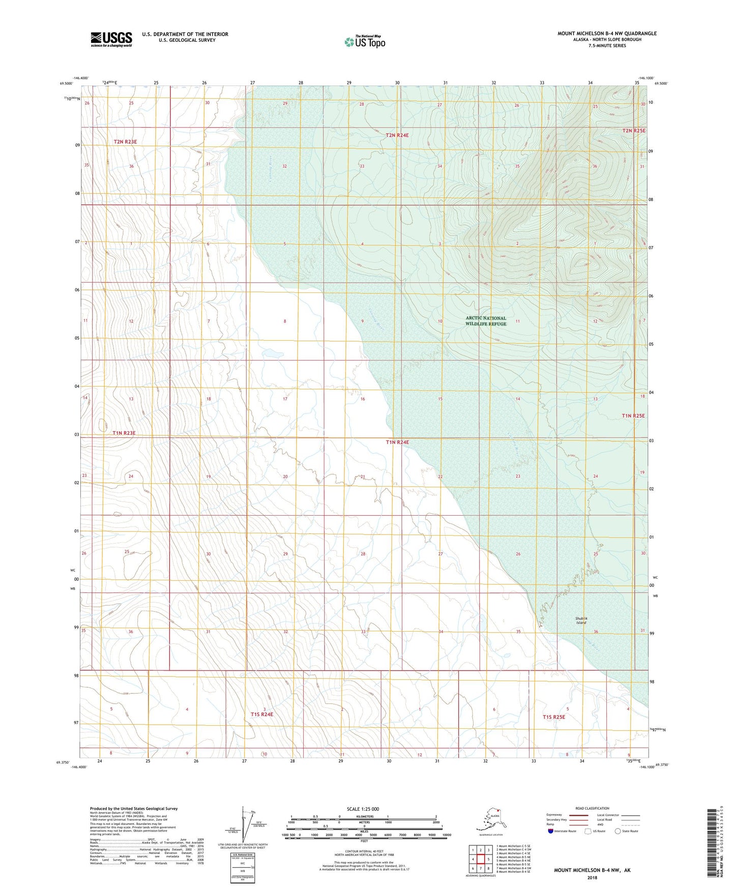 Mount Michelson B-4 NW Alaska US Topo Map Image