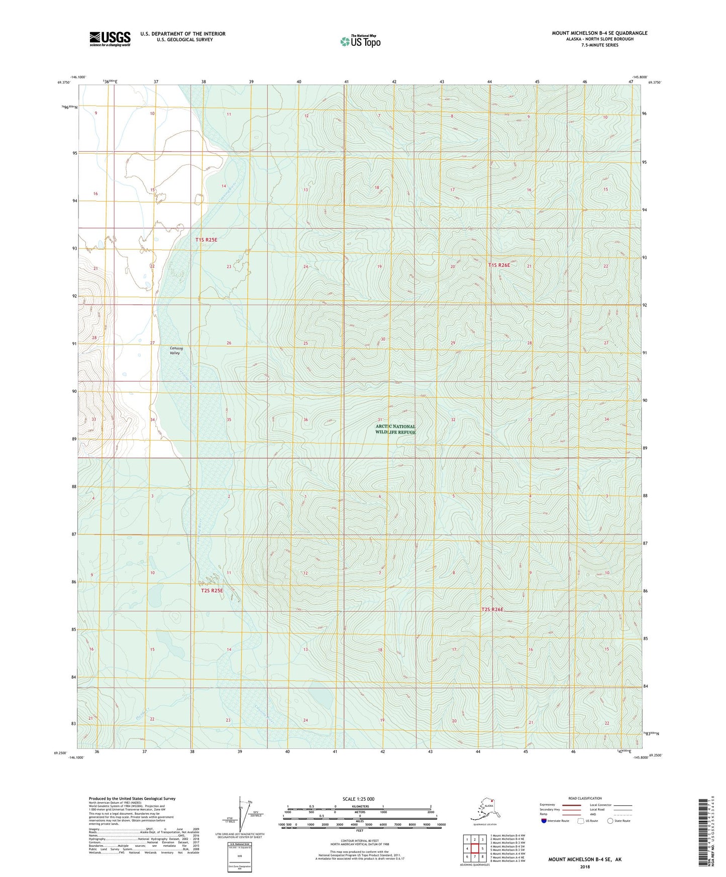Mount Michelson B-4 SE Alaska US Topo Map Image