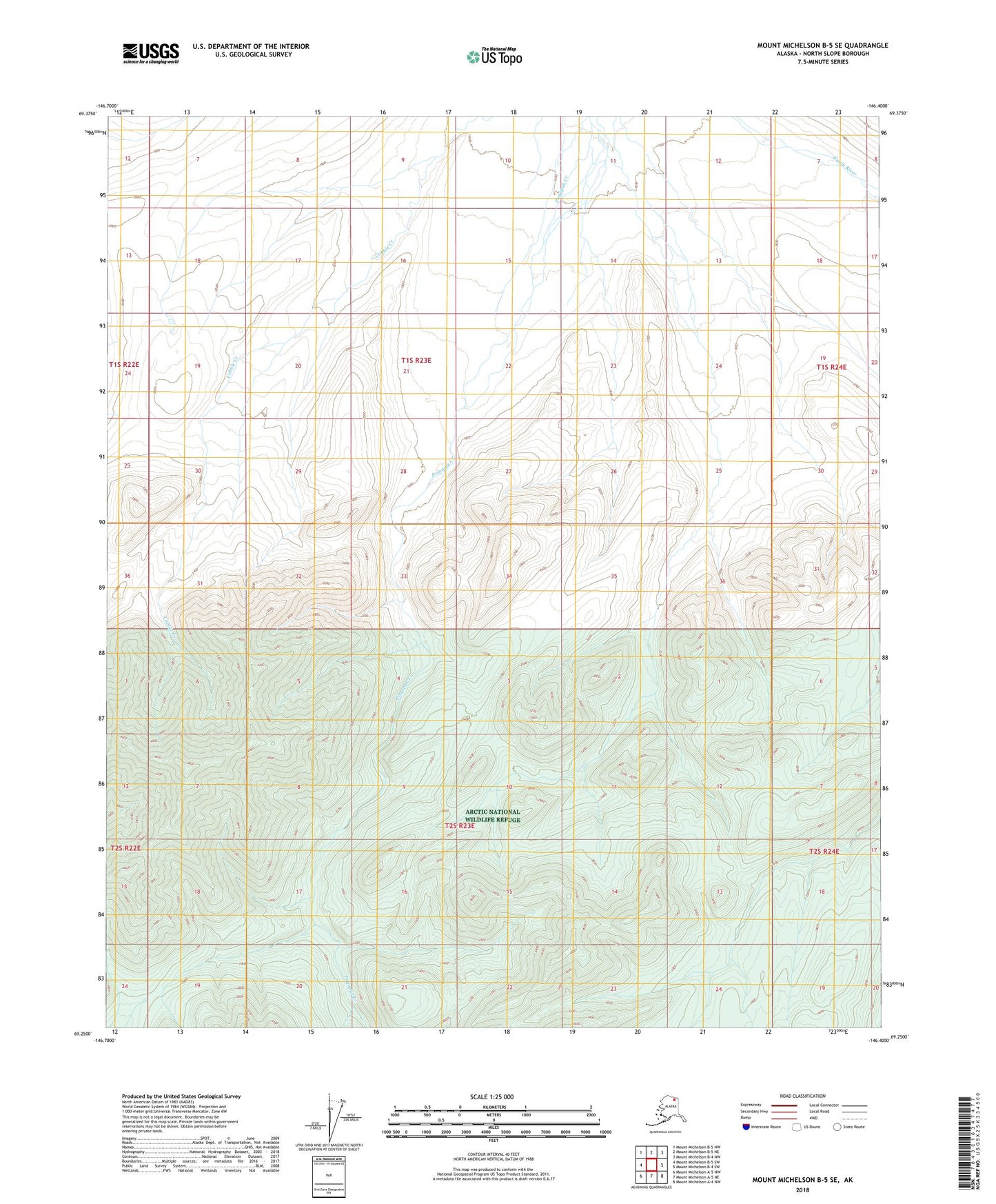 Mount Michelson B-5 SE Alaska US Topo Map Image
