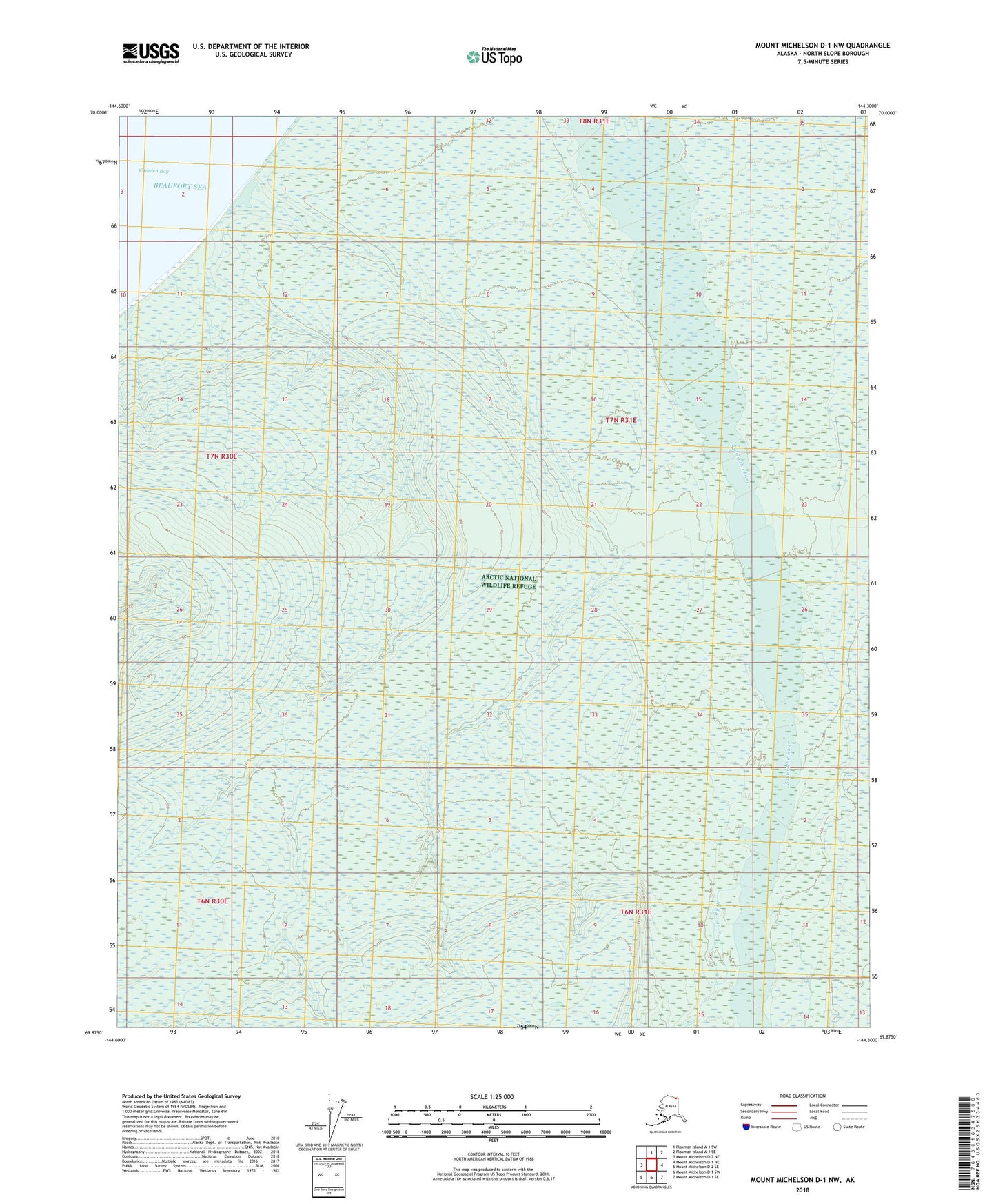 Mount Michelson D-1 NW Alaska US Topo Map Image