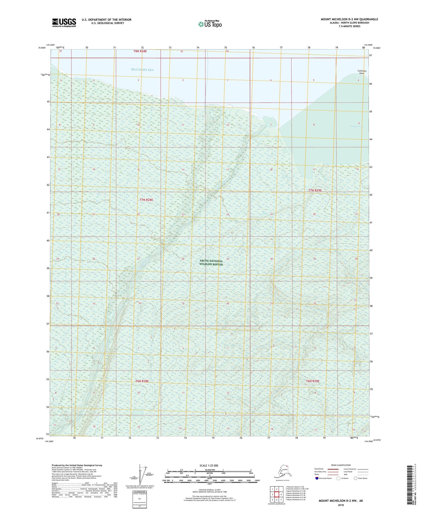 Mount Michelson D-2 NW Alaska US Topo Map Image