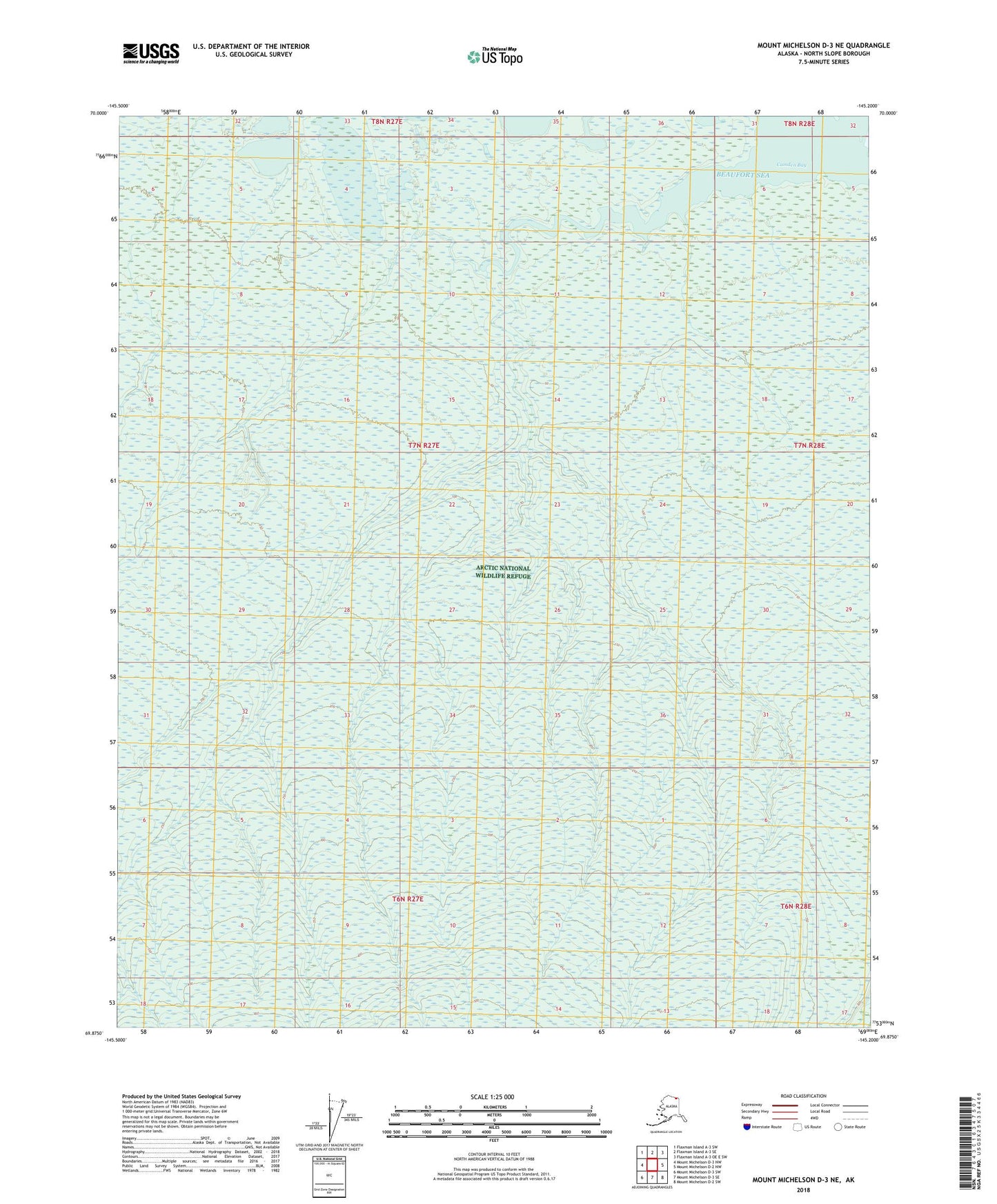 Mount Michelson D-3 NE Alaska US Topo Map Image