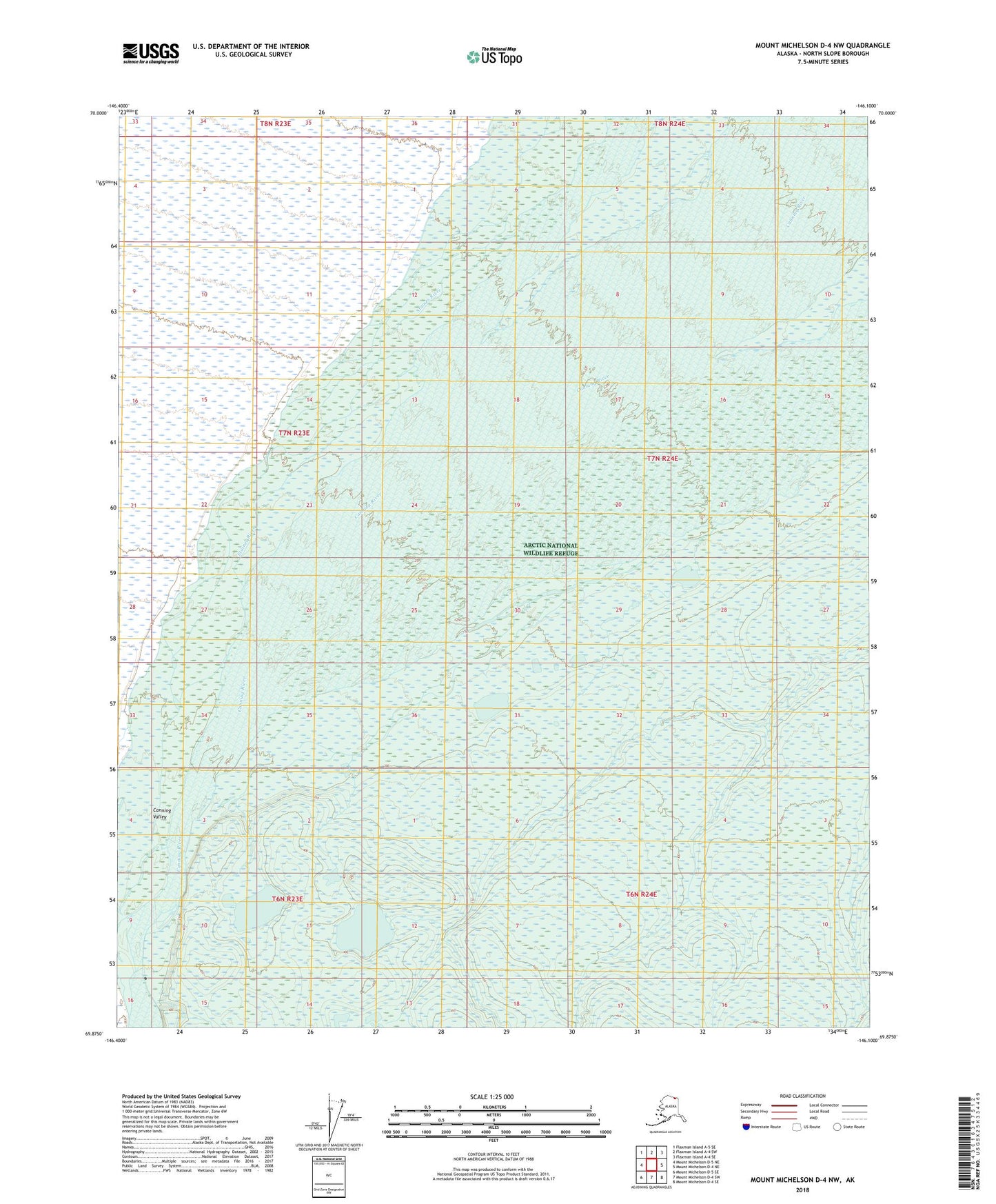 Mount Michelson D-4 NW Alaska US Topo Map Image