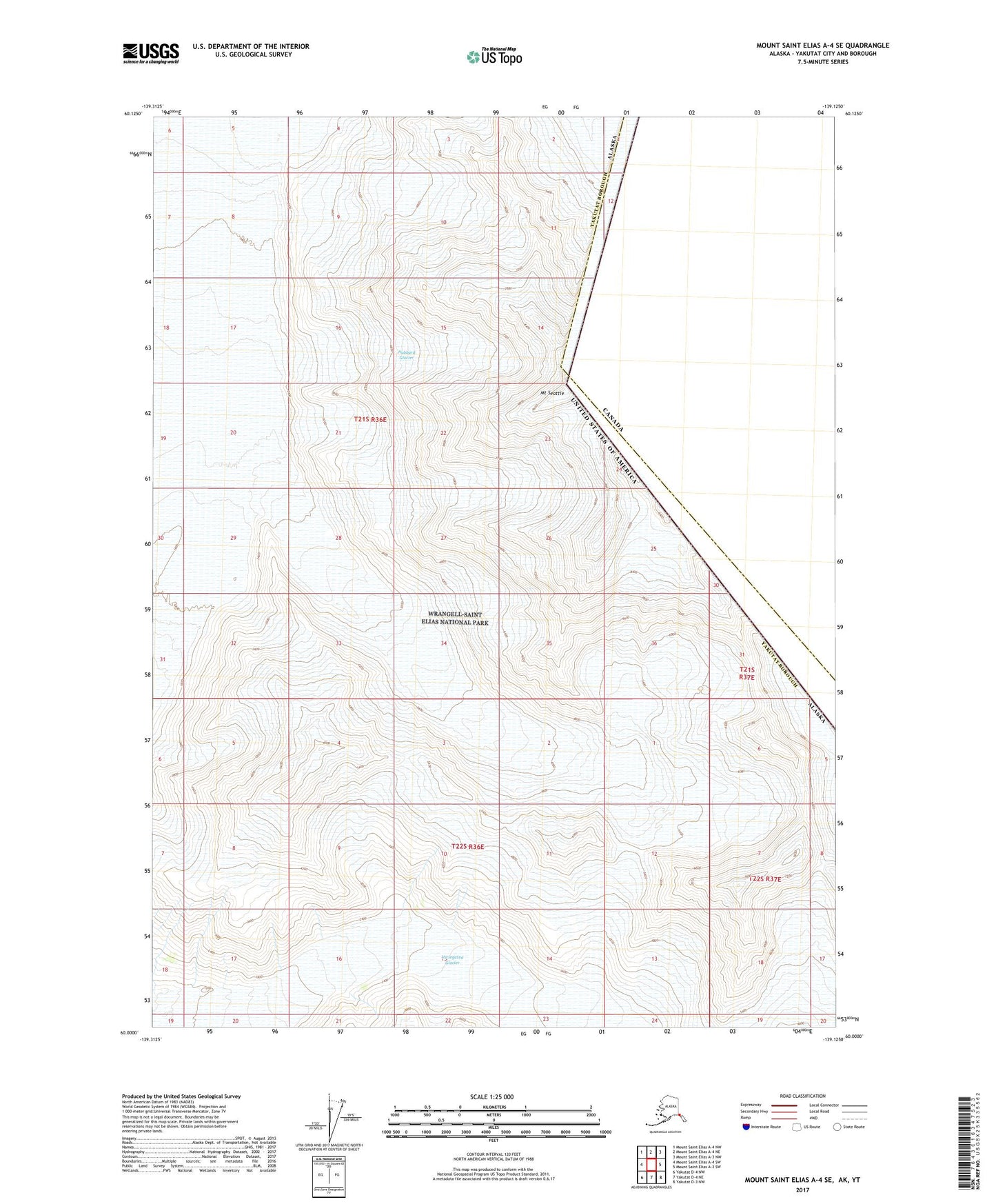 Mount Saint Elias A-4 SE Alaska US Topo Map Image