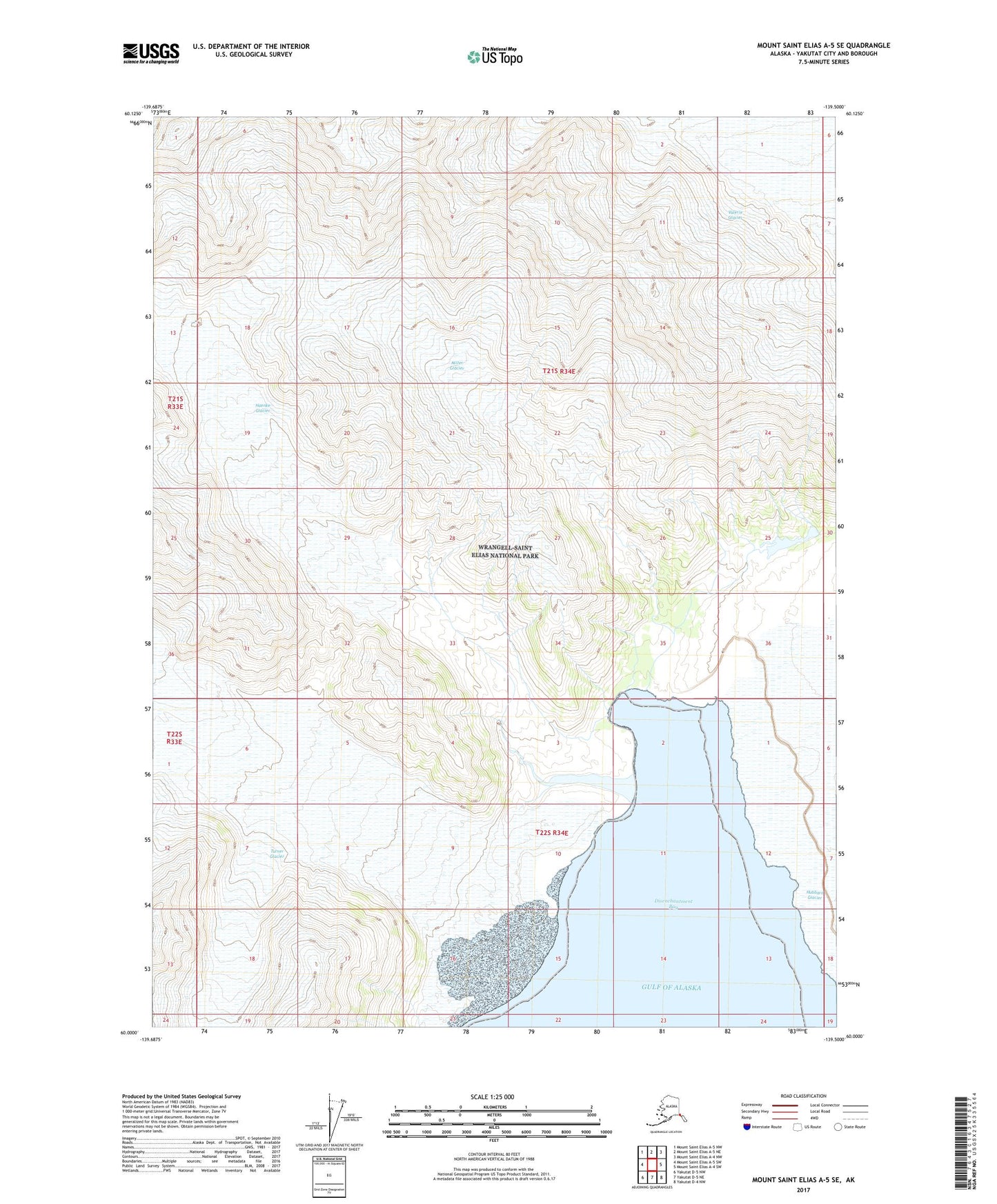 Mount Saint Elias A-5 SE Alaska US Topo Map Image