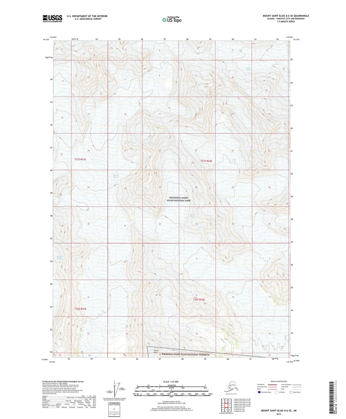 Mount Saint Elias A-6 SE Alaska US Topo Map Image