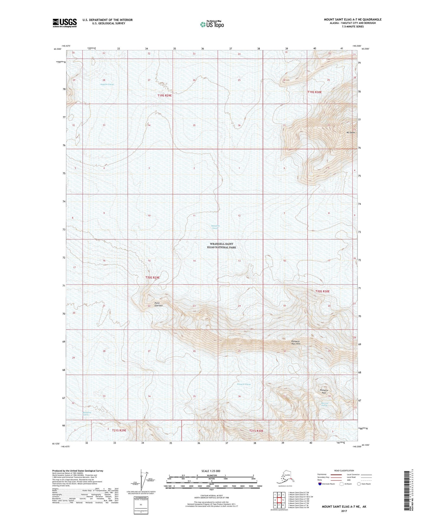 Mount Saint Elias A-7 NE Alaska US Topo Map Image