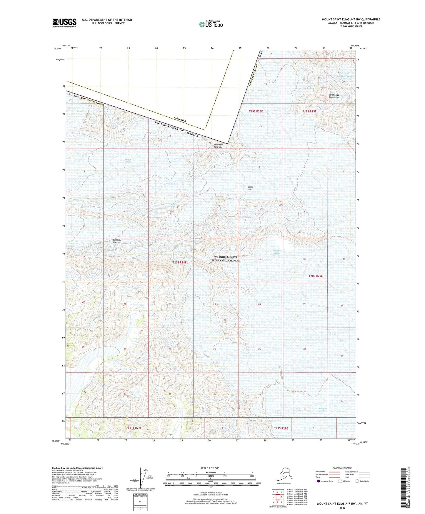 Mount Saint Elias A-7 NW Alaska US Topo Map Image
