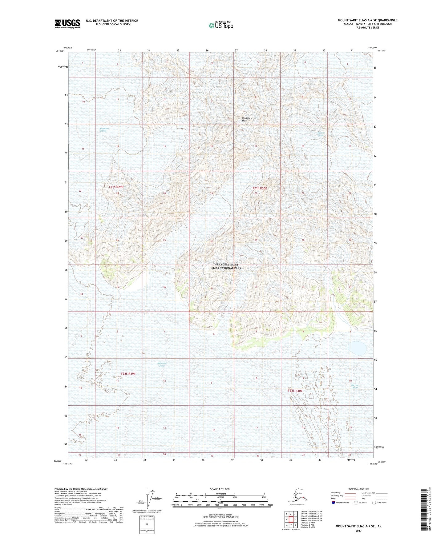 Mount Saint Elias A-7 SE Alaska US Topo Map Image