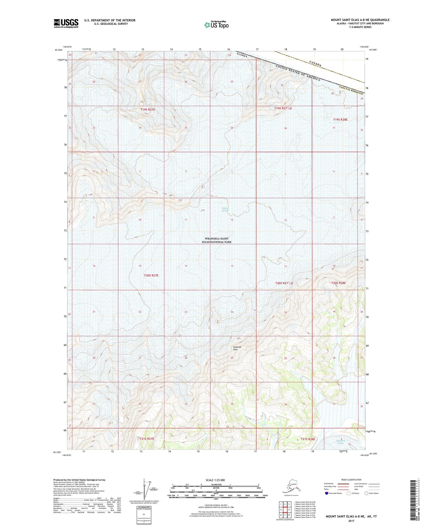 Mount Saint Elias A-8 NE Alaska US Topo Map Image