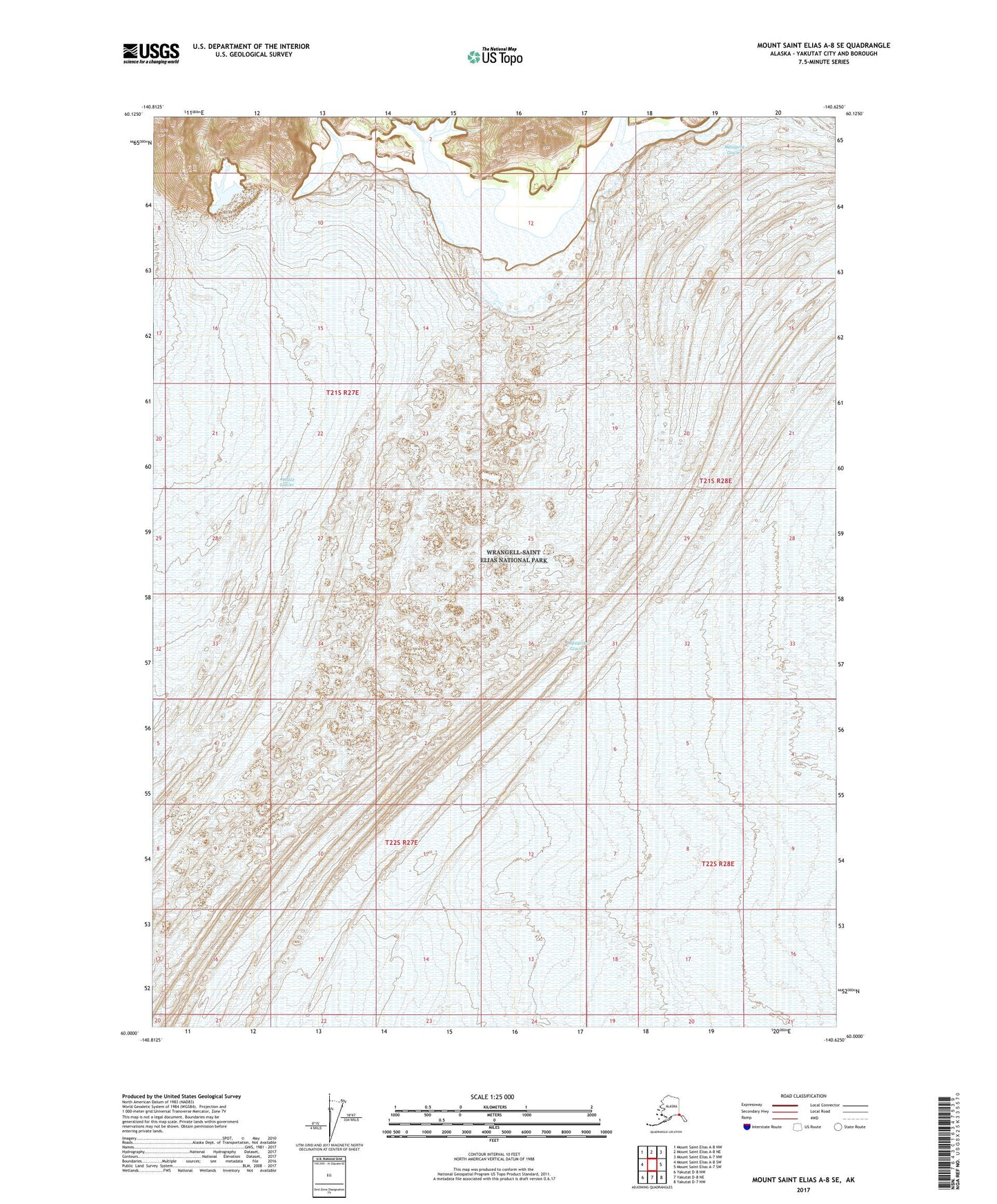 Mount Saint Elias A-8 SE Alaska US Topo Map Image