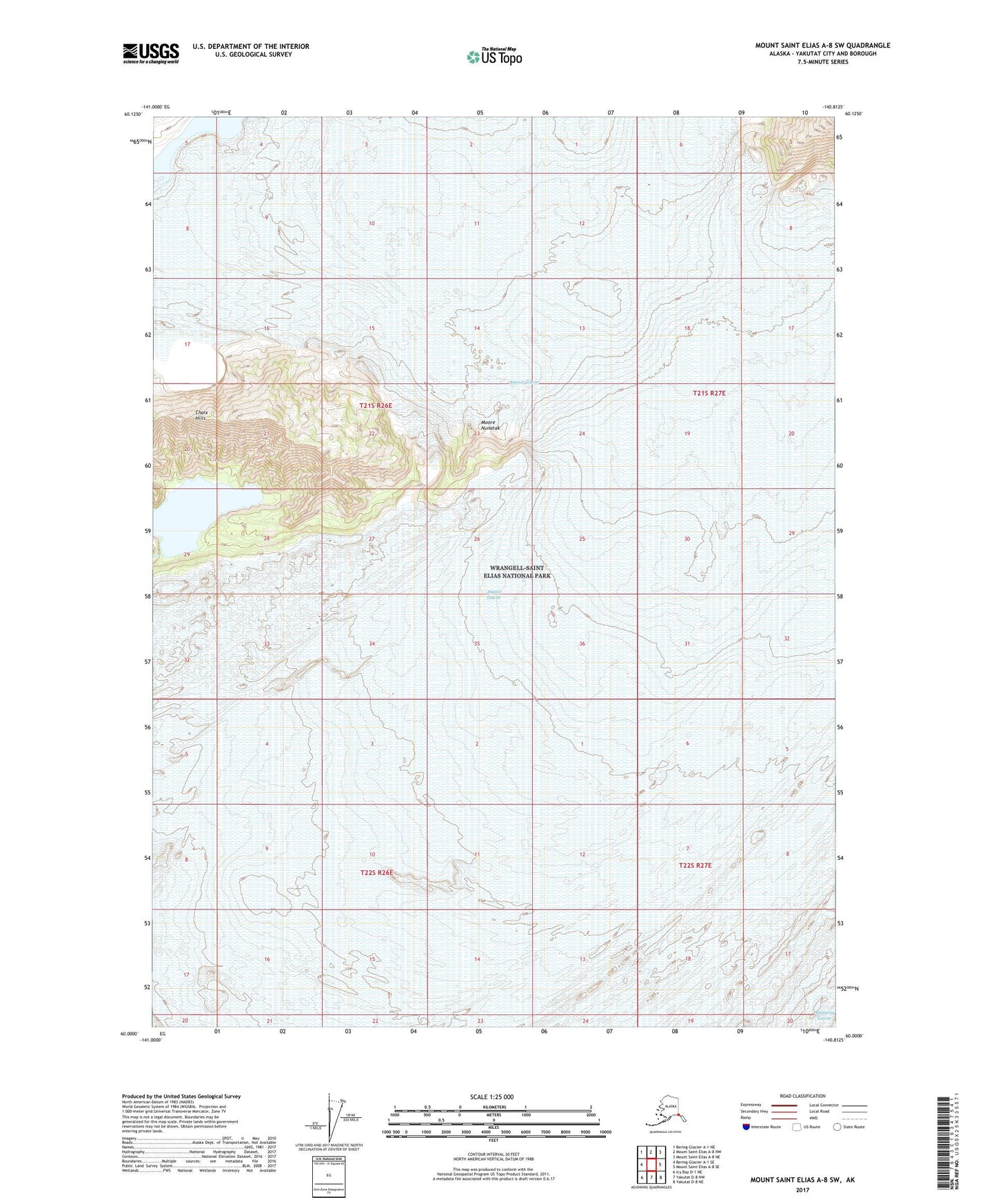 Mount Saint Elias A-8 SW Alaska US Topo Map Image