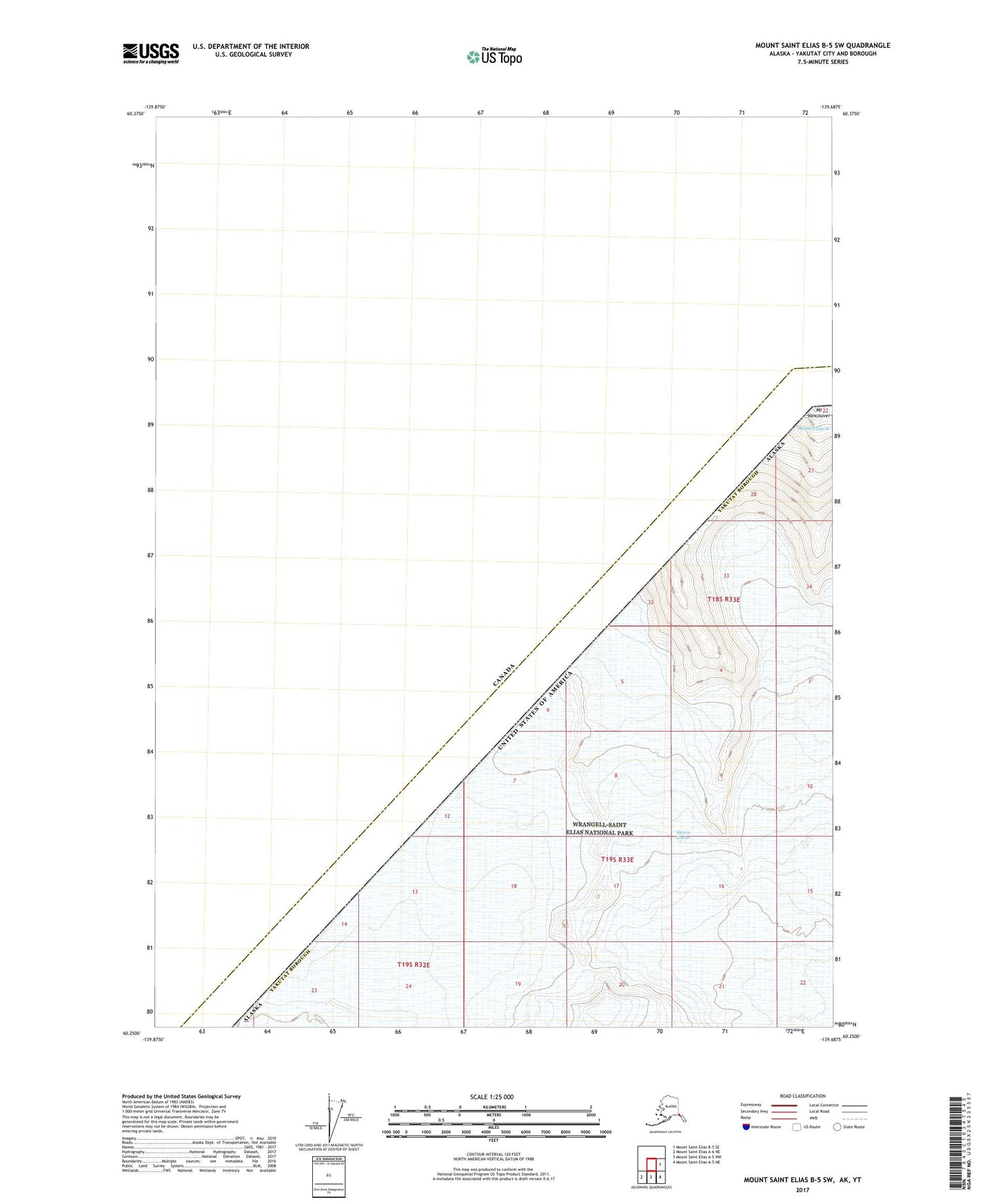 Mount Saint Elias B-5 SW Alaska US Topo Map Image