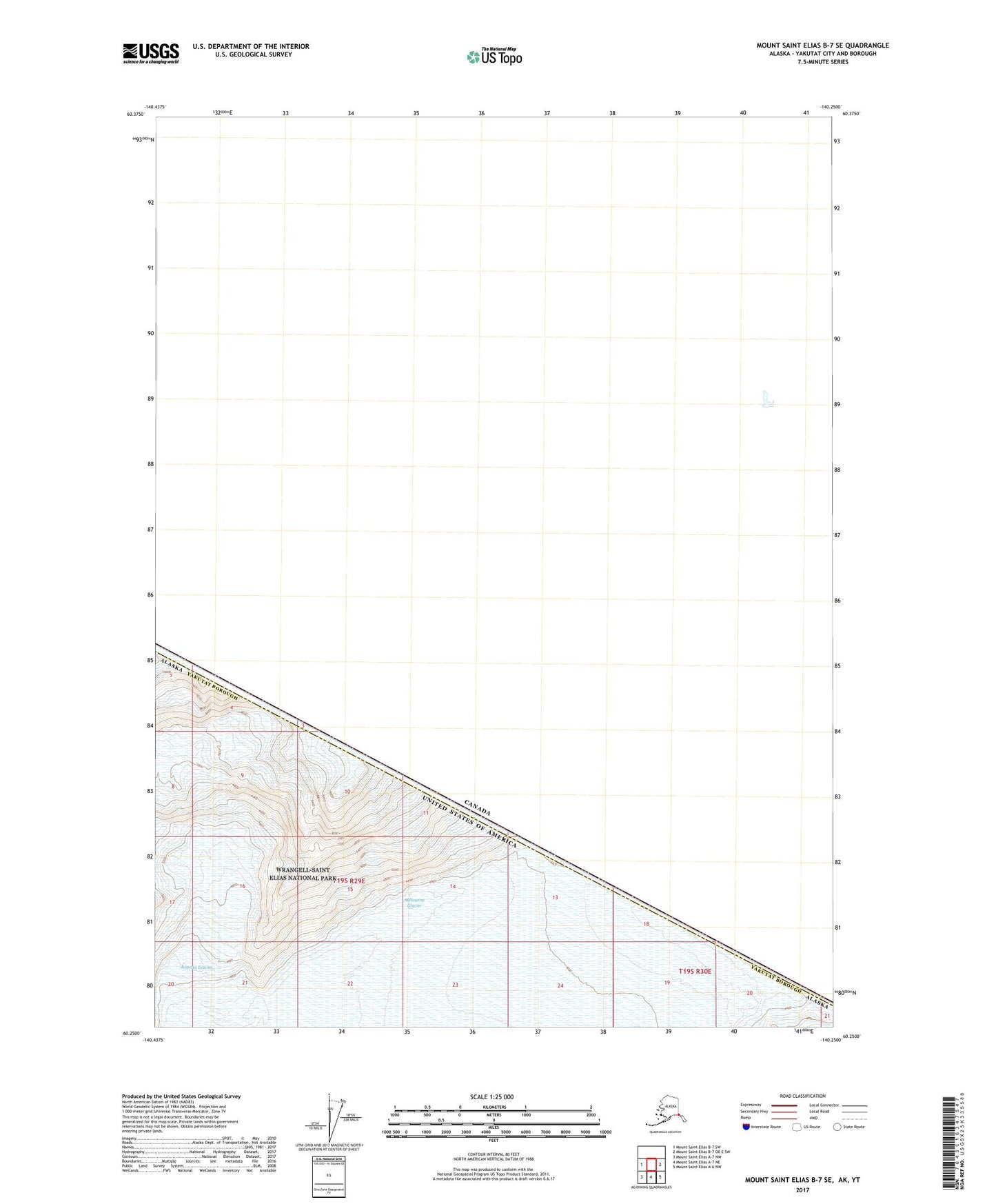 Mount Saint Elias B-7 SE Alaska US Topo Map Image