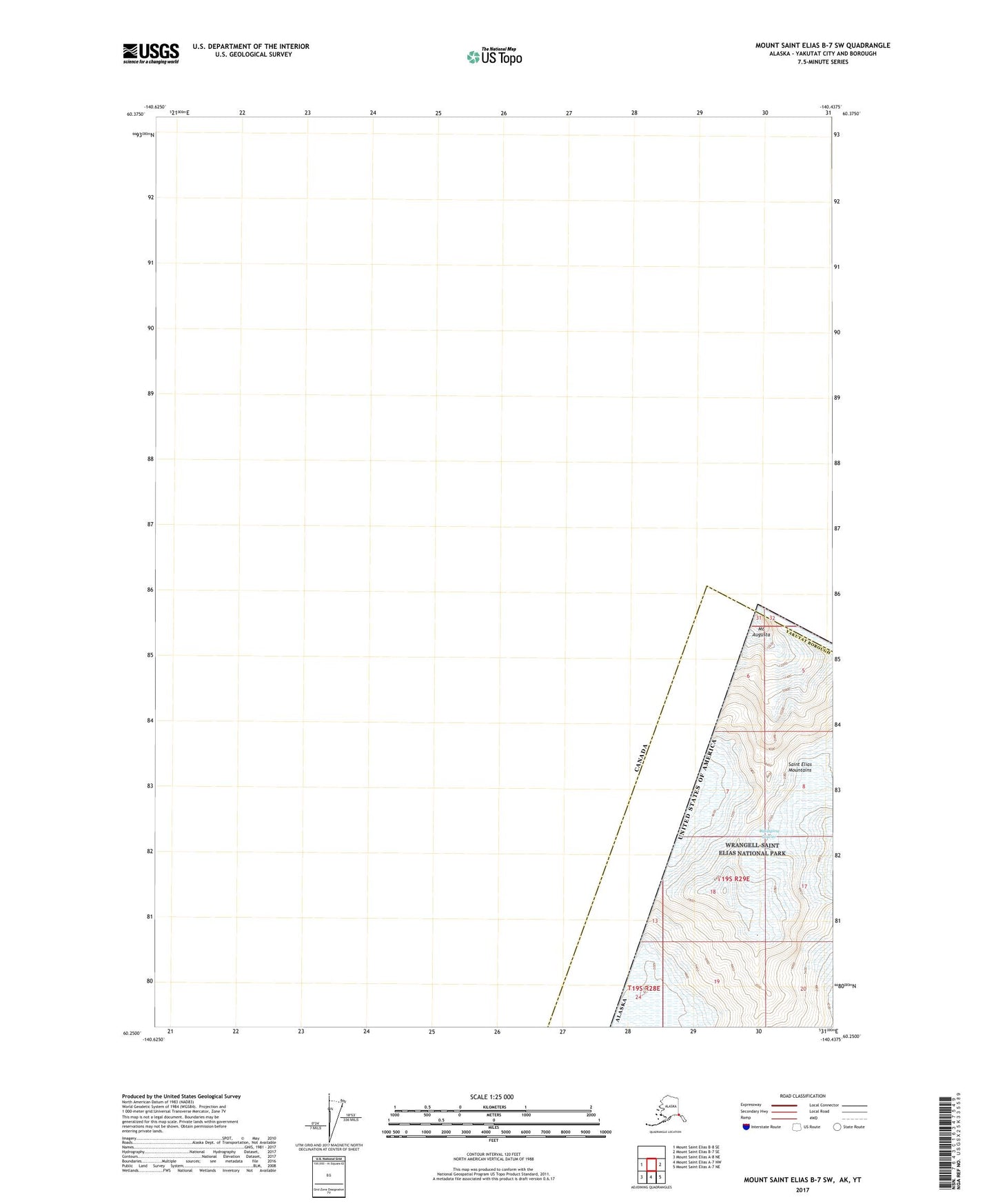 Mount Saint Elias B-7 SW Alaska US Topo Map Image