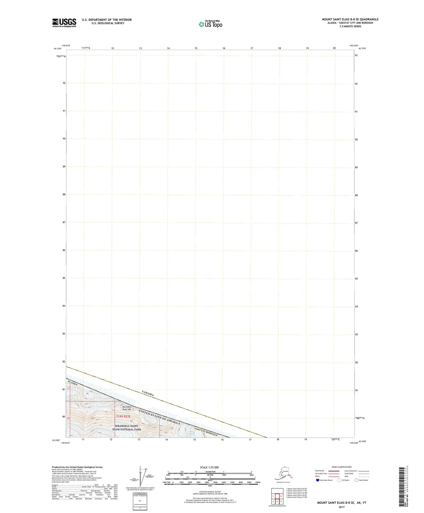 Mount Saint Elias B-8 SE Alaska US Topo Map Image