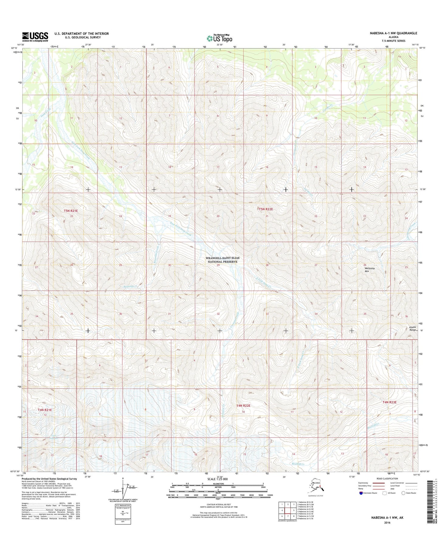 Nabesna A-1 NW Alaska US Topo Map Image