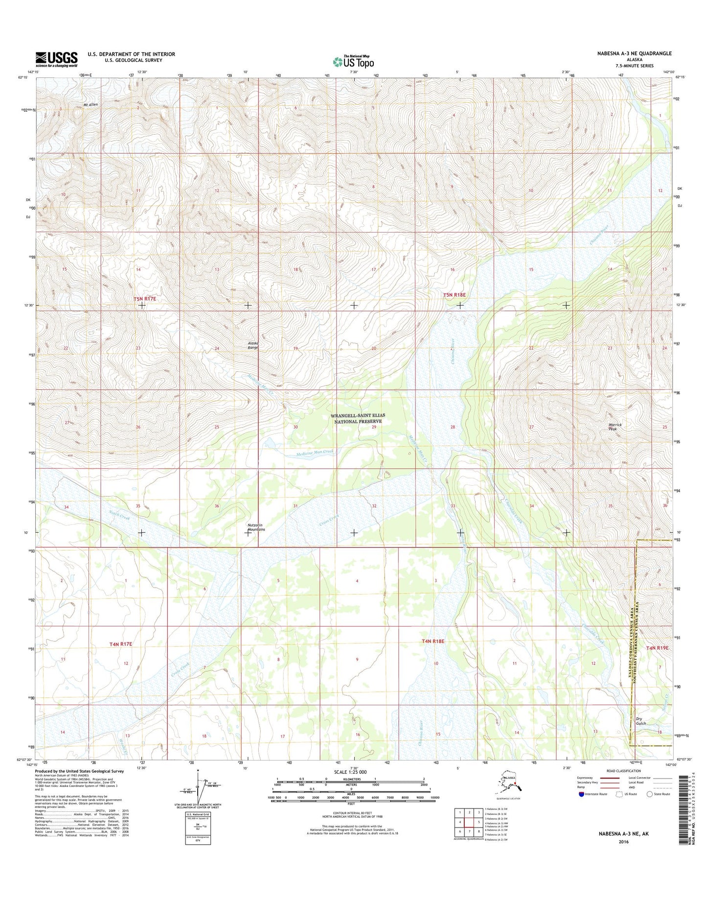 Nabesna A-3 NE Alaska US Topo Map Image