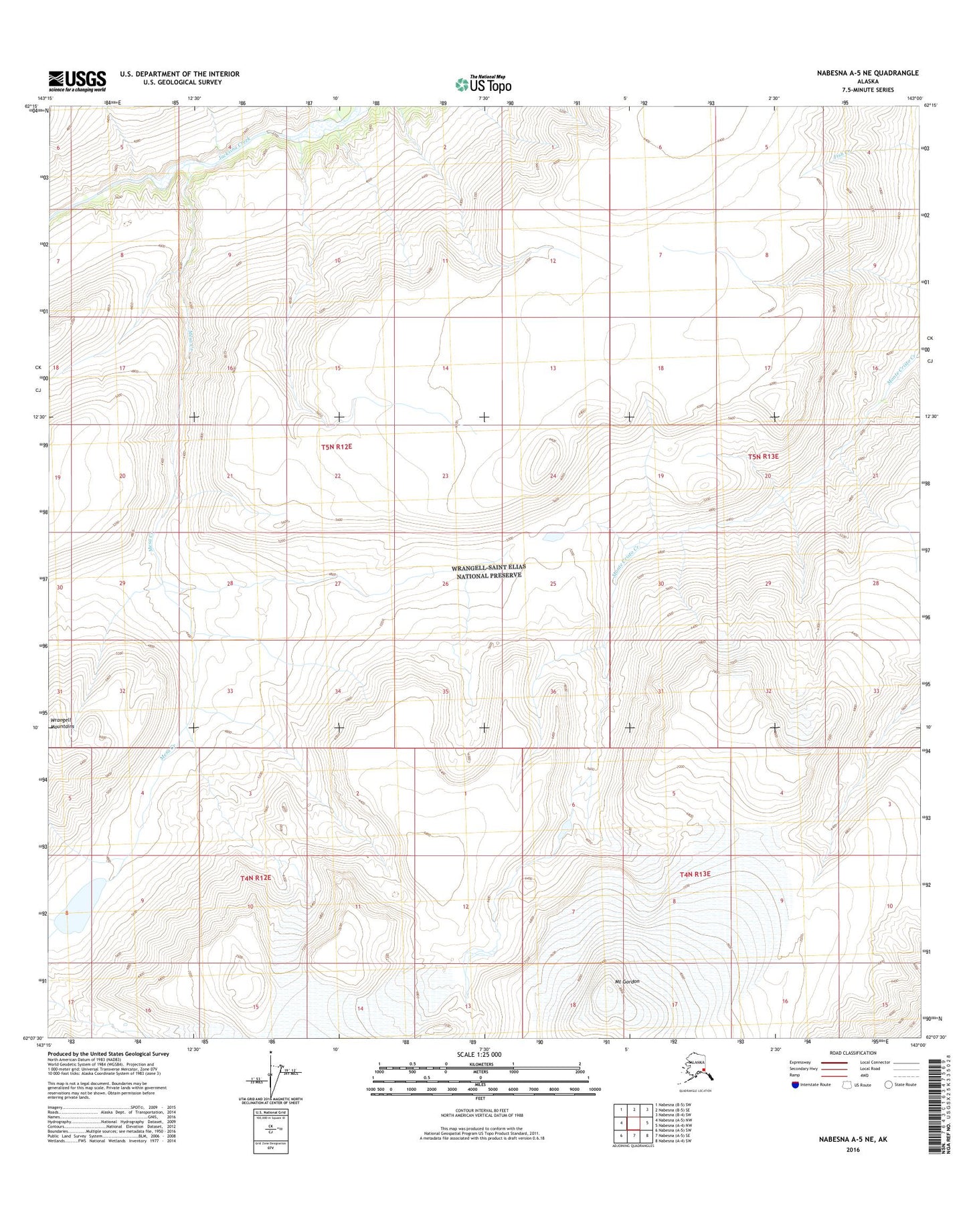 Nabesna A-5 NE Alaska US Topo Map Image