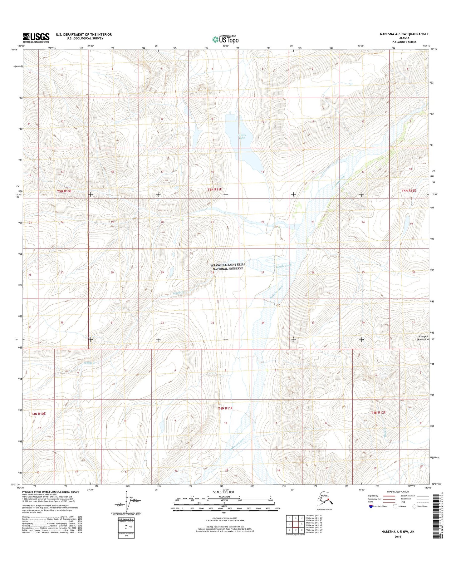Nabesna A-5 NW Alaska US Topo Map Image