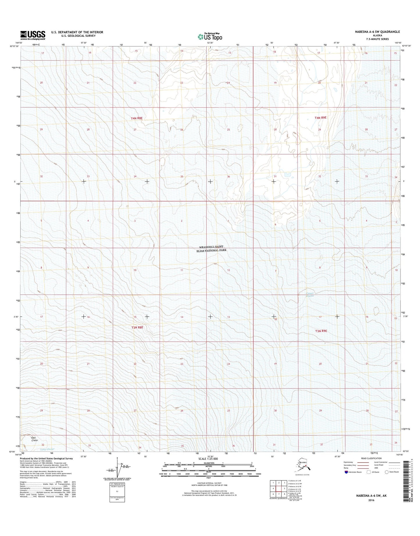 Nabesna A-6 SW Alaska US Topo Map Image