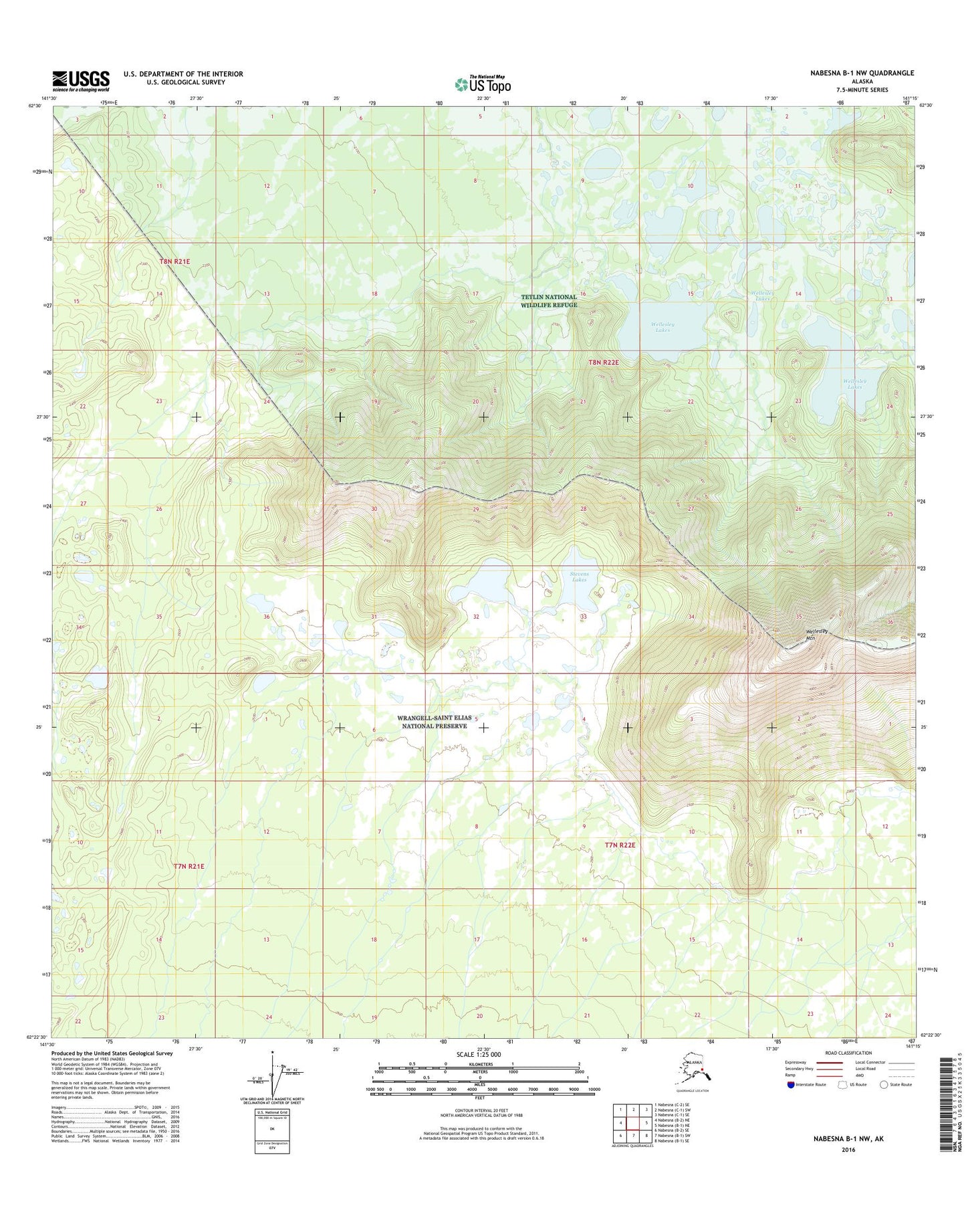 Nabesna B-1 NW Alaska US Topo Map Image