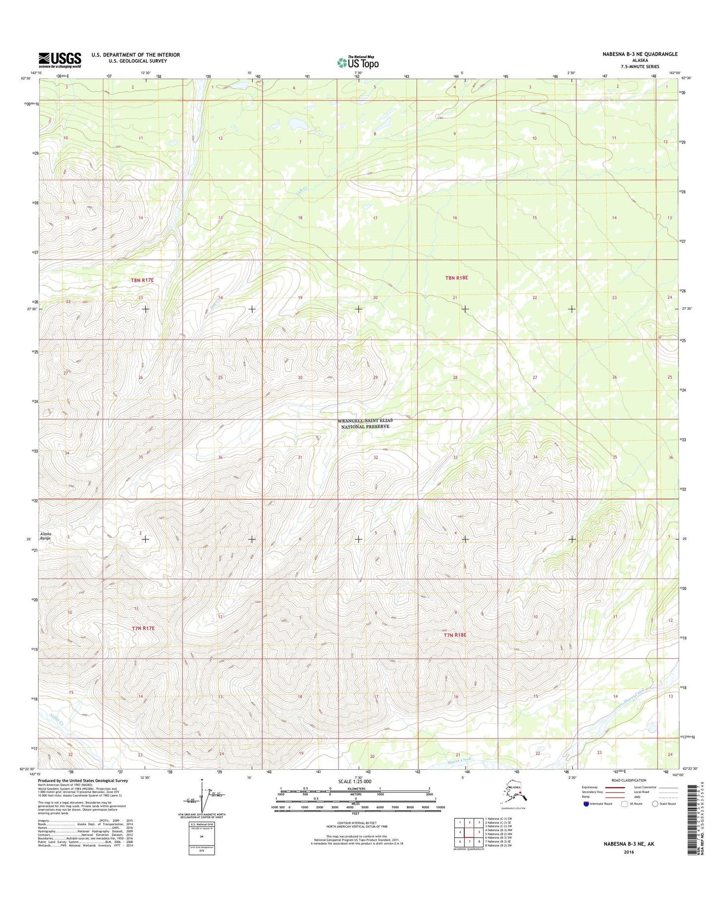 Nabesna B-3 NE Alaska US Topo Map Image