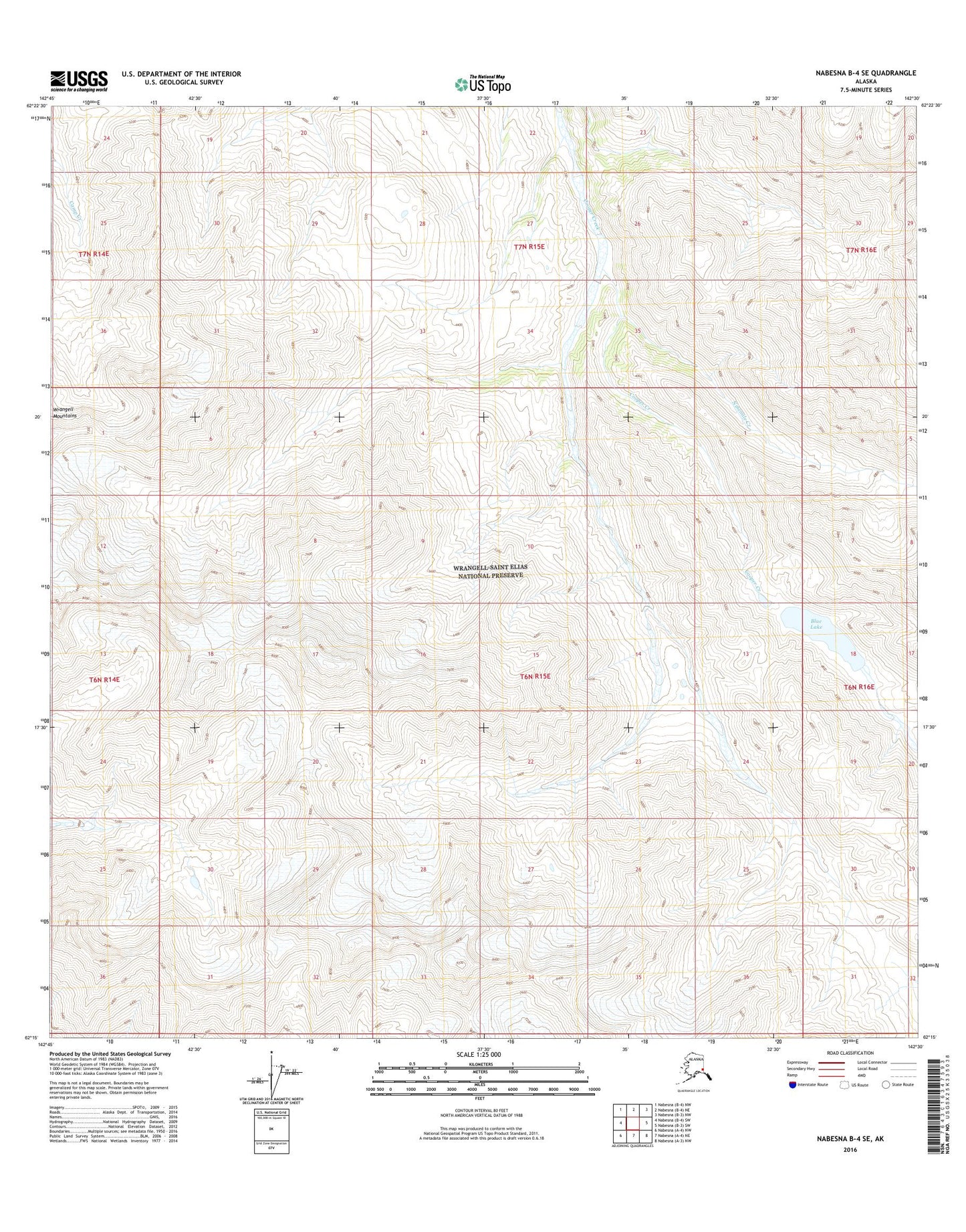 Nabesna B-4 SE Alaska US Topo Map Image