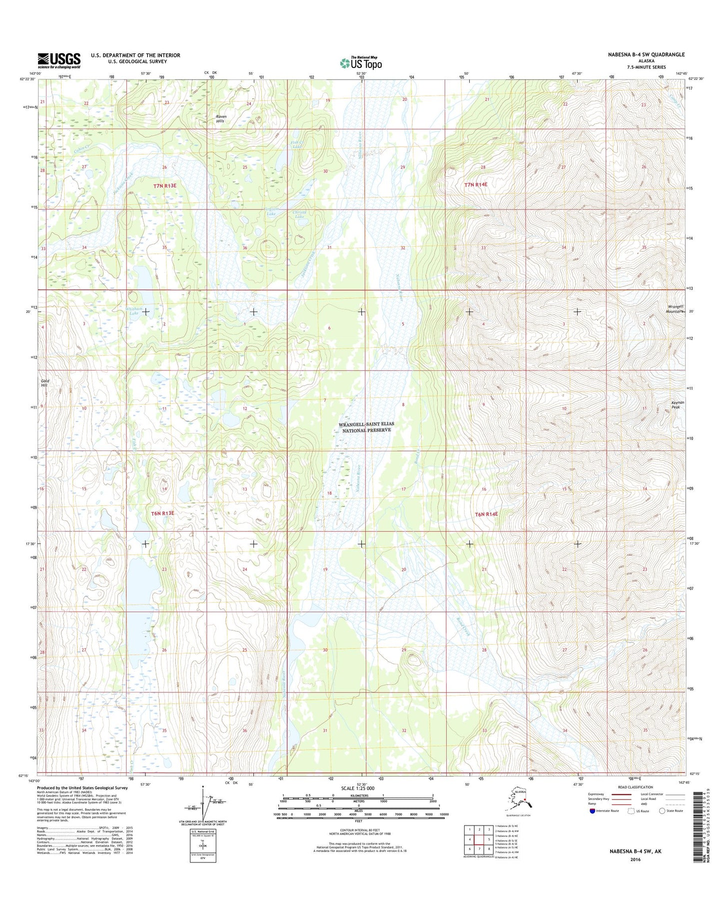 Nabesna B-4 SW Alaska US Topo Map Image