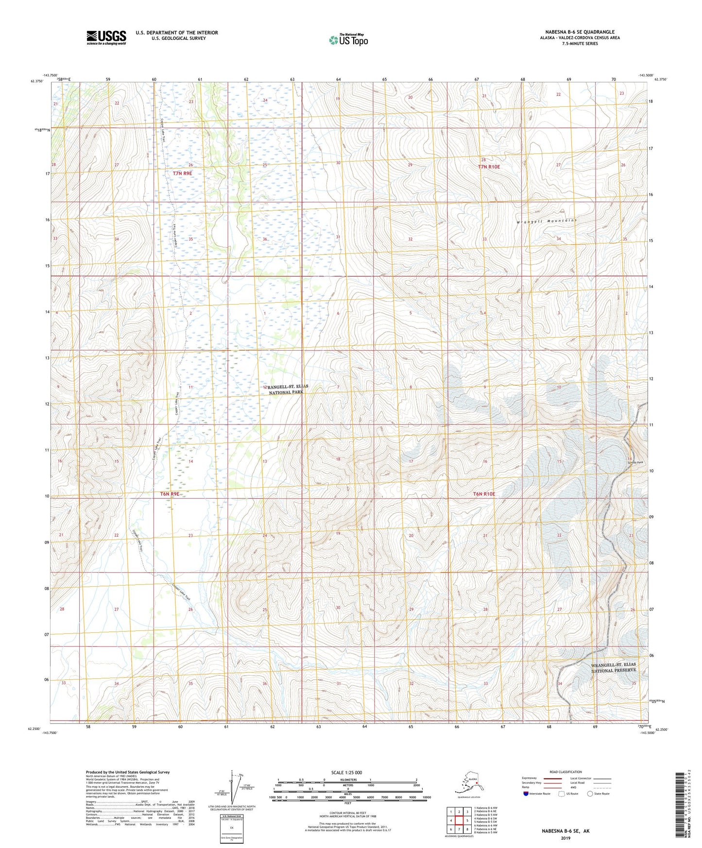 Nabesna B-6 SE Alaska US Topo Map Image