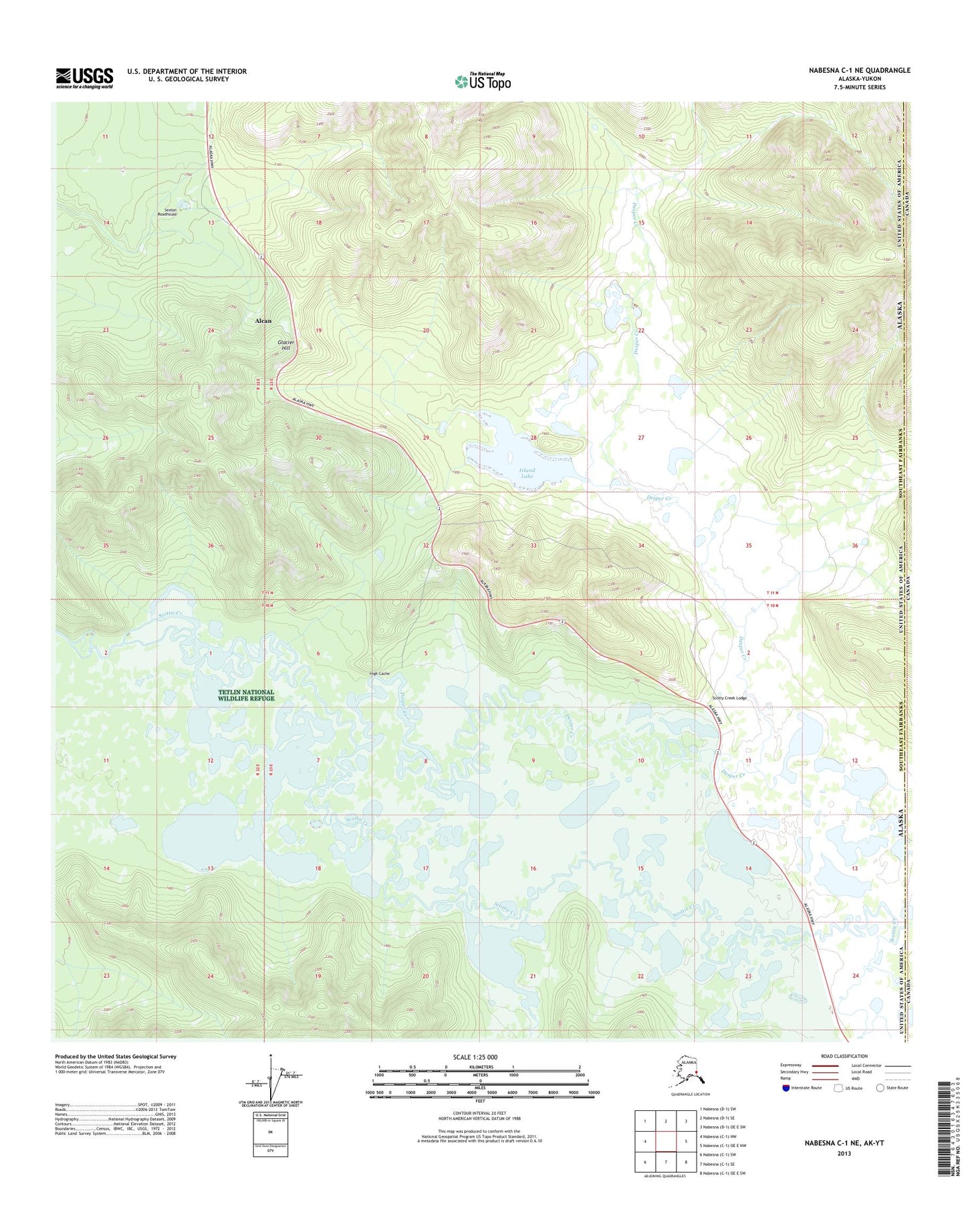 Nabesna C-1 NE Alaska US Topo Map Image