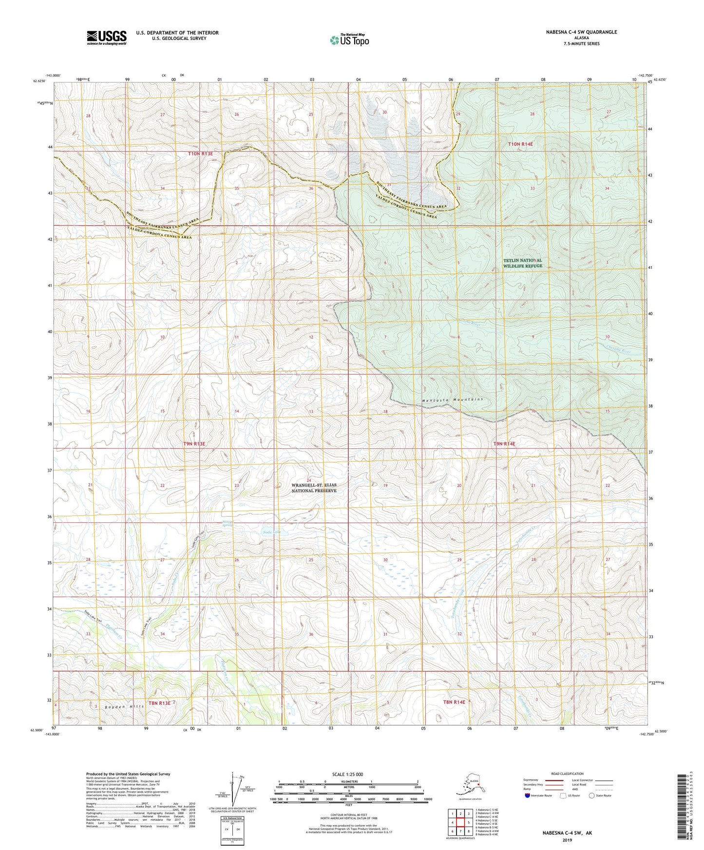 Nabesna C-4 SW Alaska US Topo Map Image