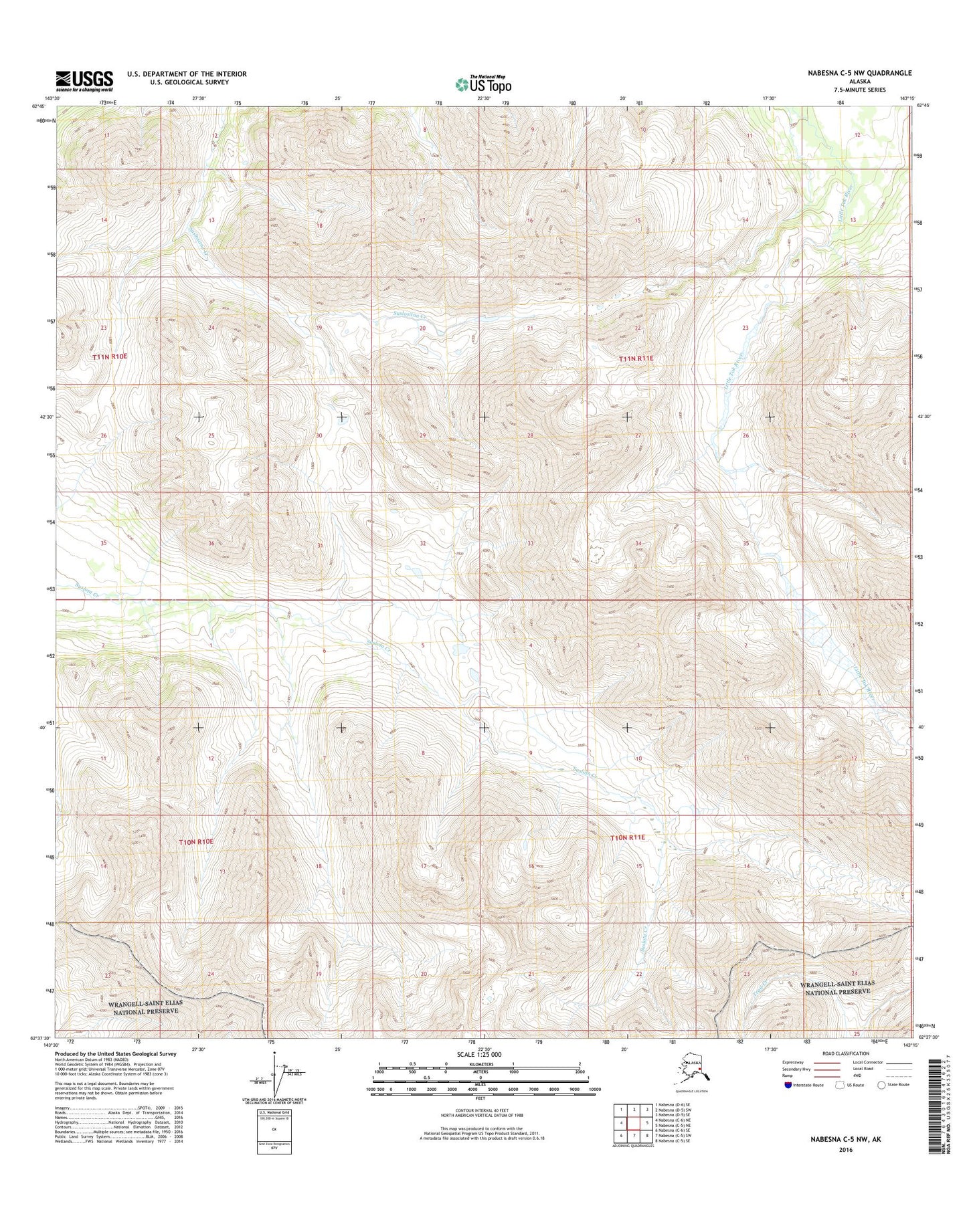 Nabesna C-5 NW Alaska US Topo Map Image