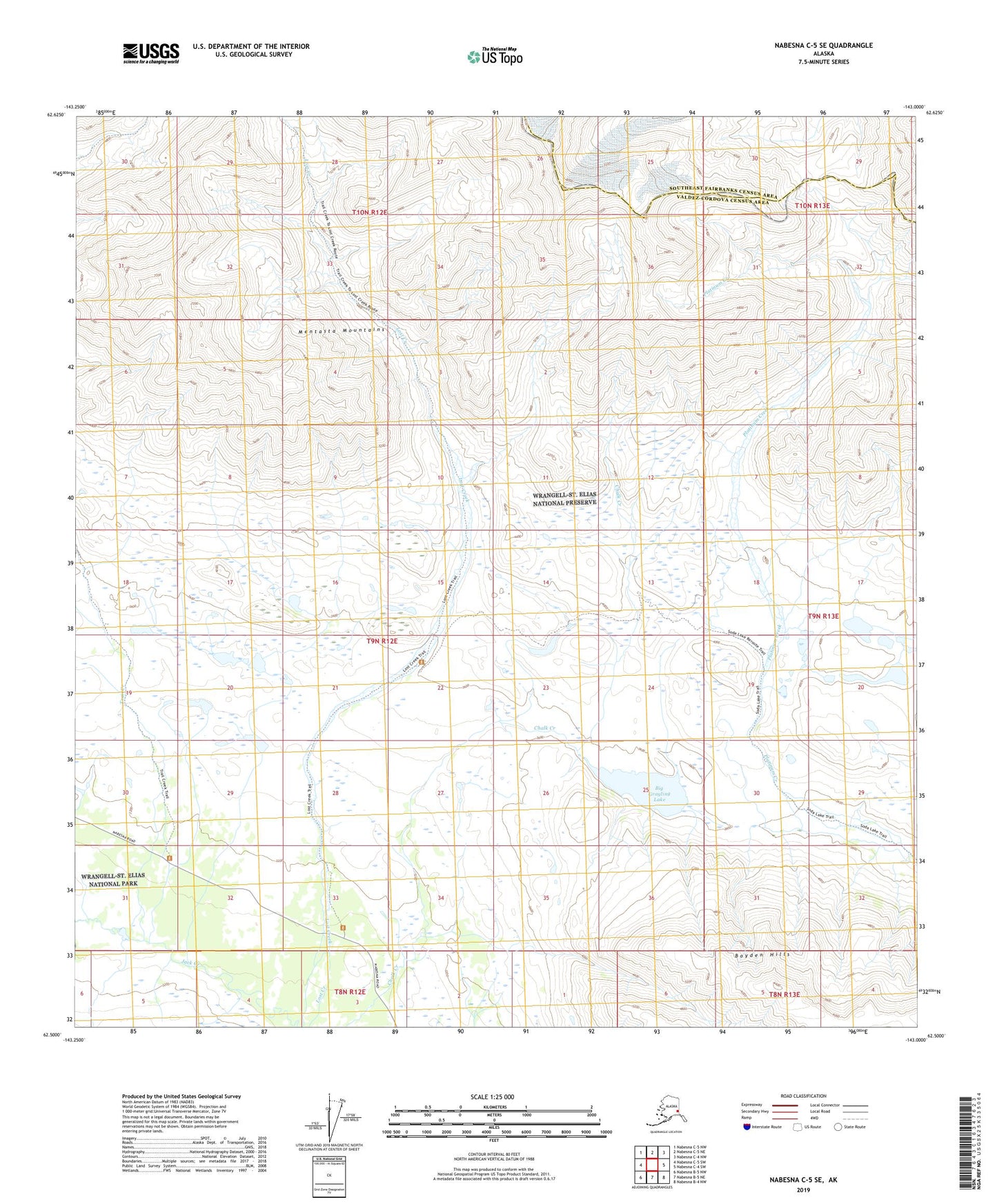 Nabesna C-5 SE Alaska US Topo Map Image