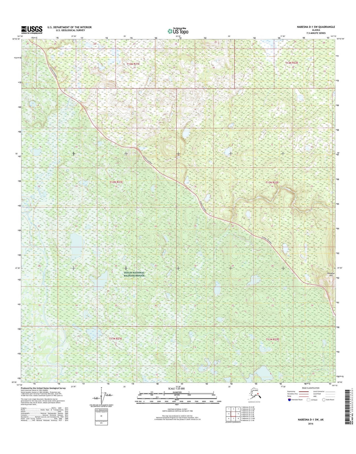 Nabesna D-1 SW Alaska US Topo Map Image