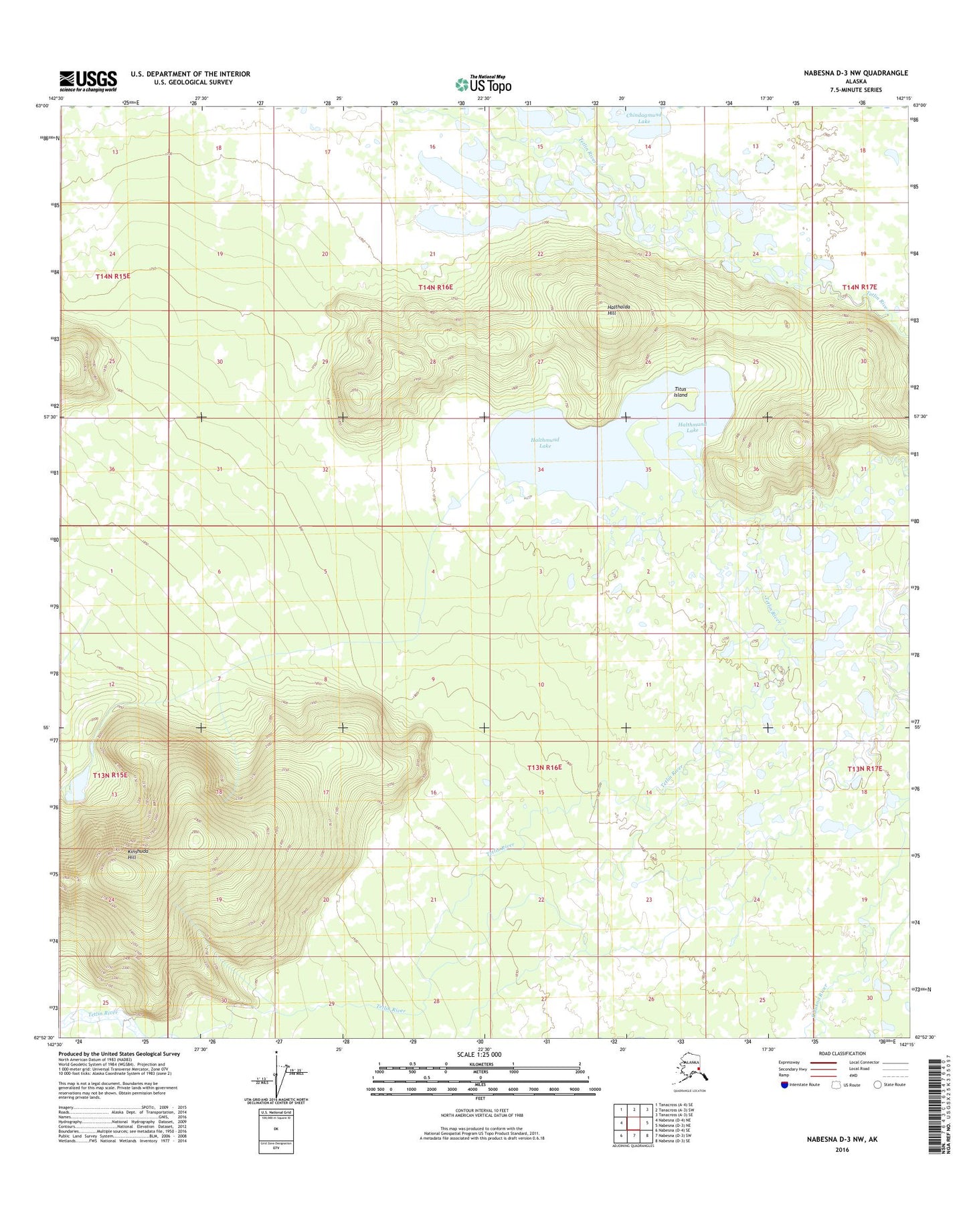 Nabesna D-3 NW Alaska US Topo Map Image